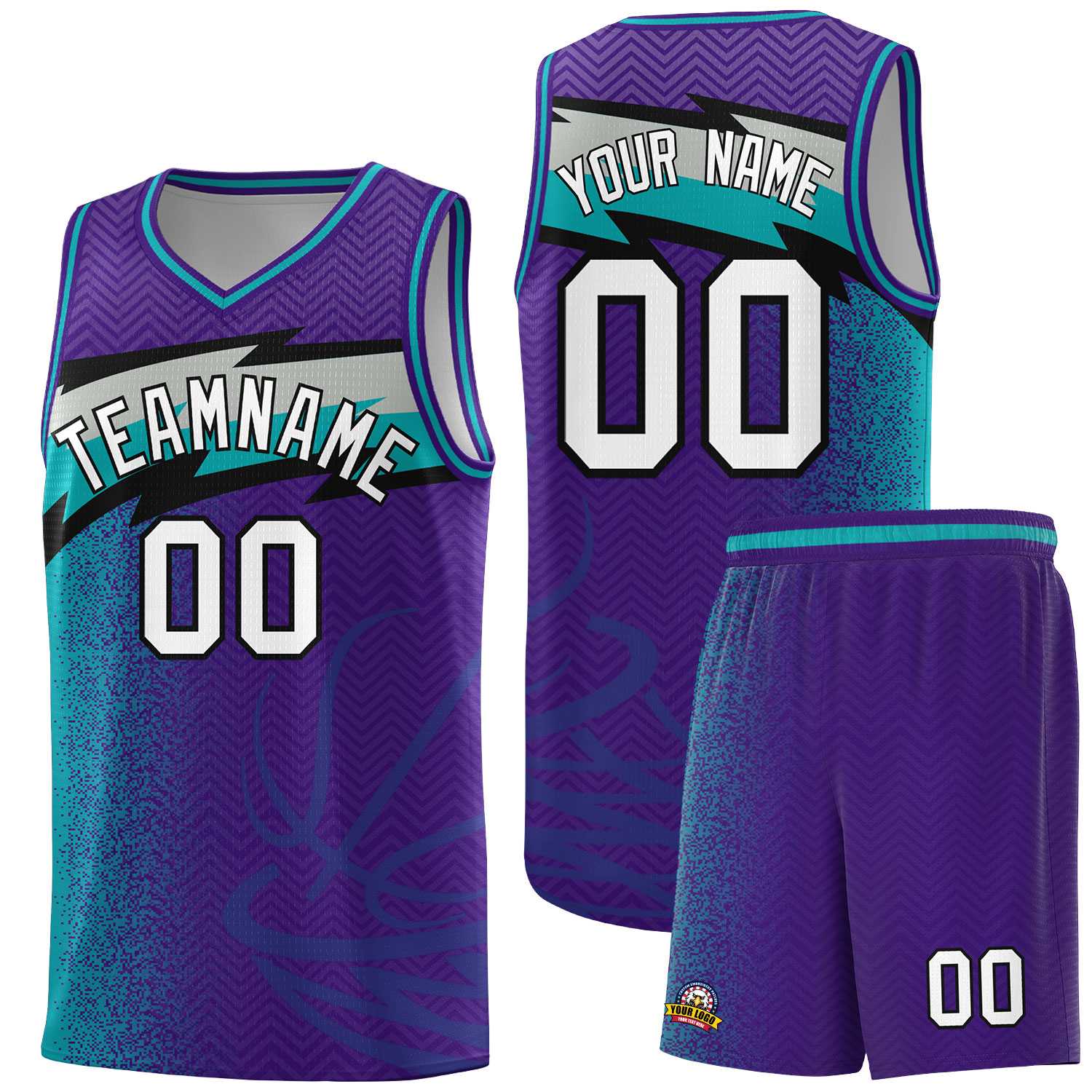 Custom Purple Dot Scatter Graffiti Pattern Sports Uniform Basketball Jersey