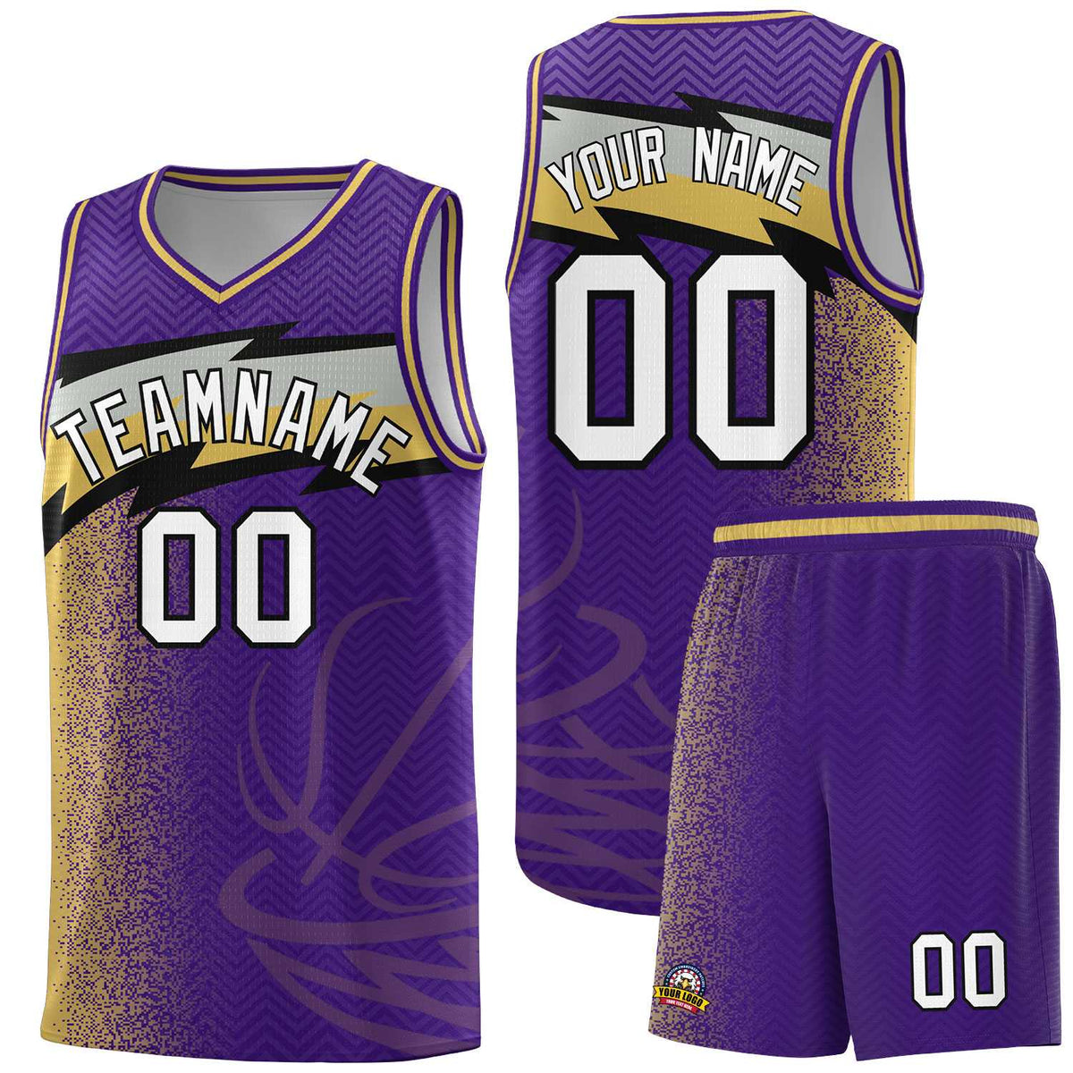 Custom Purple Dot Scatter Graffiti Pattern Sports Uniform Basketball Jersey
