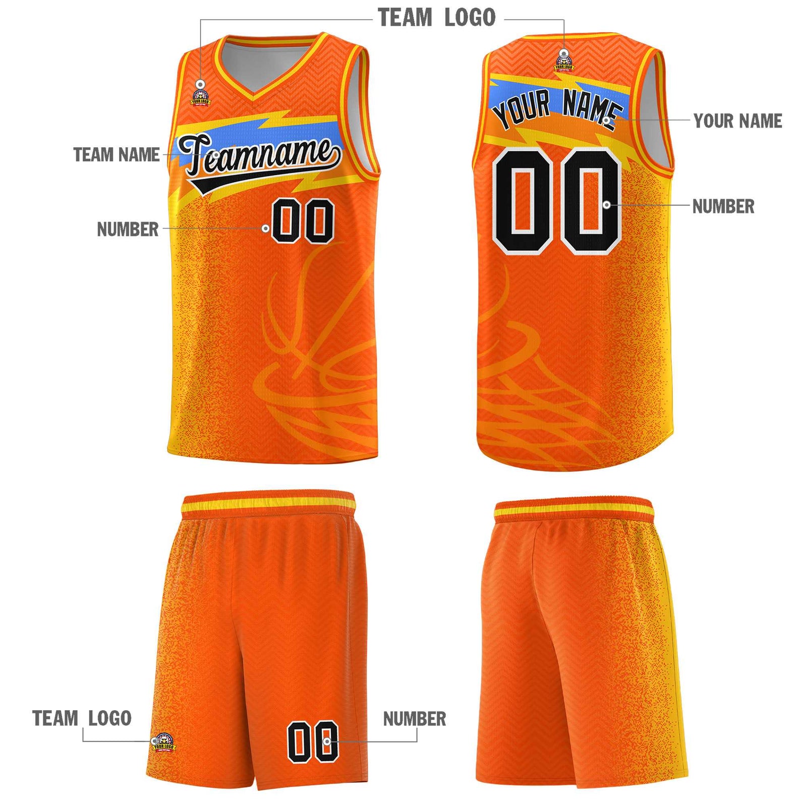 Custom Orange Dot Scatter Graffiti Pattern Sports Uniform Basketball Jersey