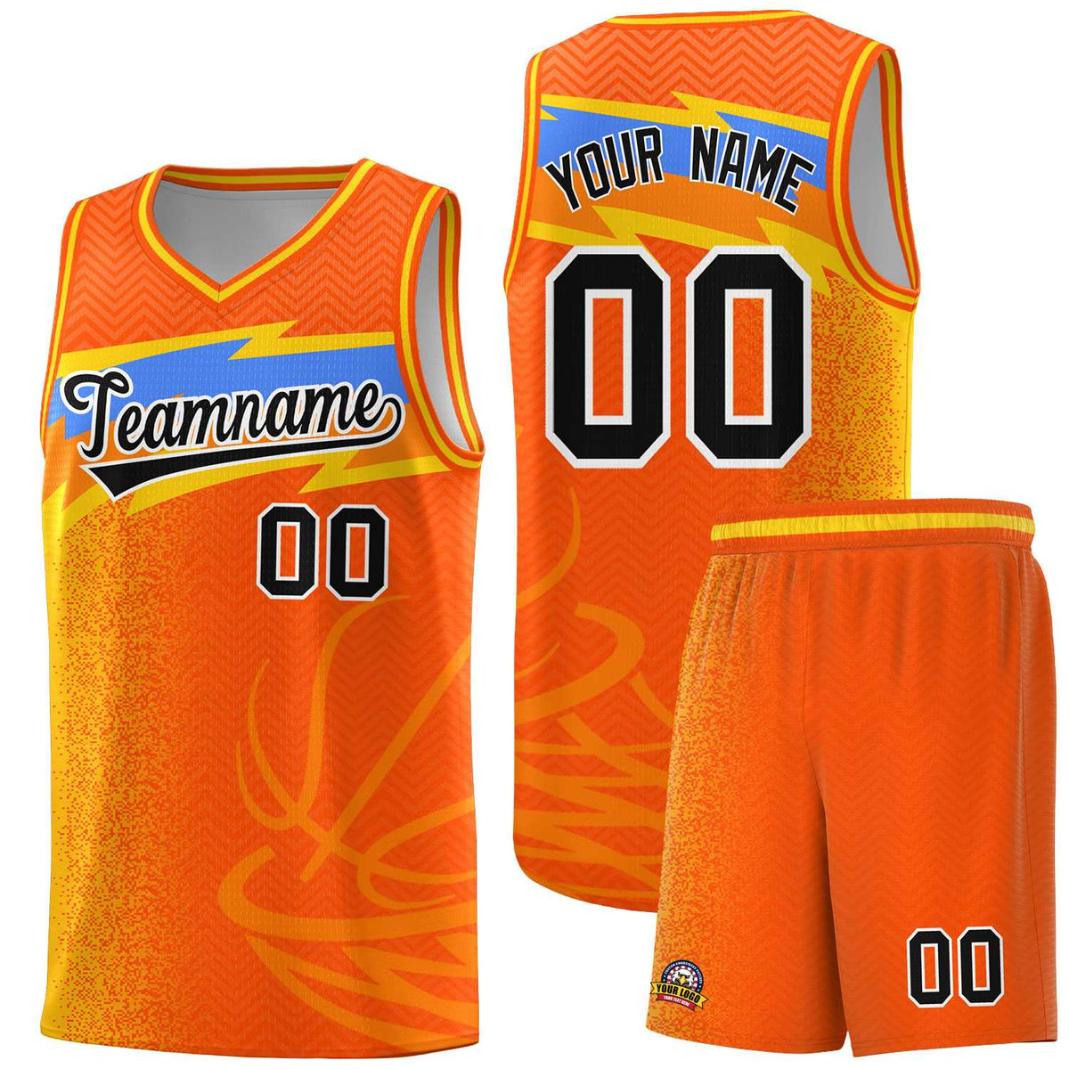 Custom Orange Dot Scatter Graffiti Pattern Sports Uniform Basketball Jersey