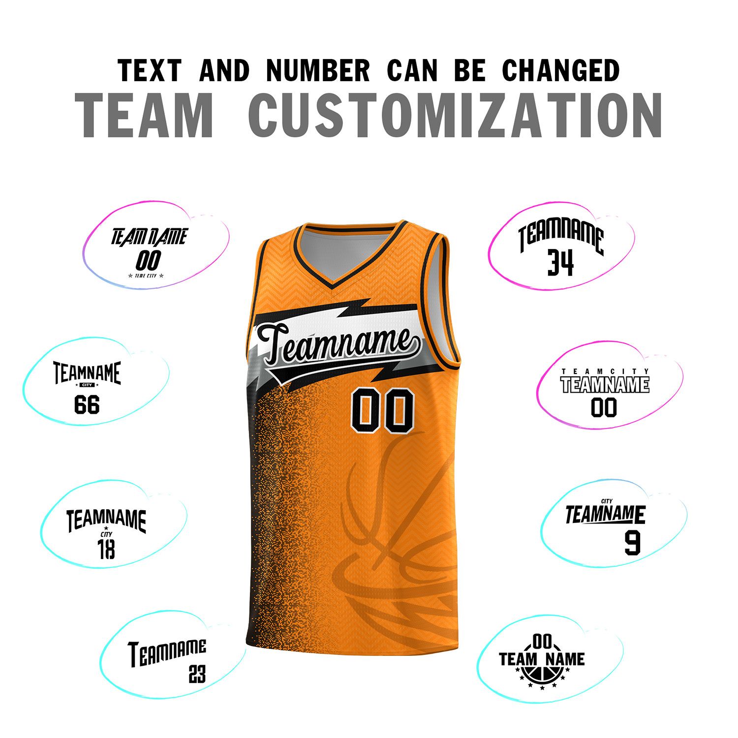Custom Broncos Orange Dot Scatter Graffiti Pattern Sports Uniform Basketball Jersey