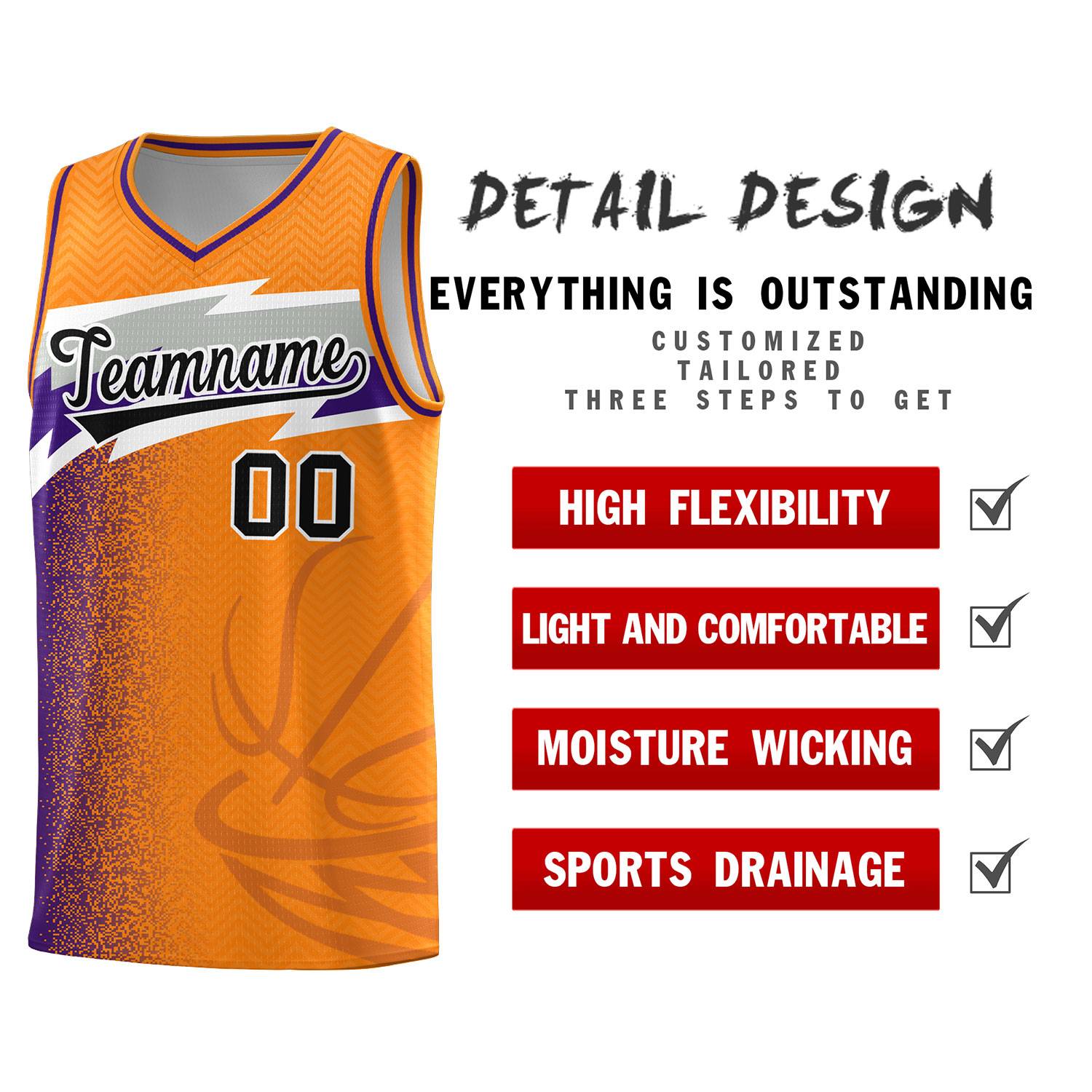 Custom Broncos Orange Dot Scatter Graffiti Pattern Sports Uniform Basketball Jersey
