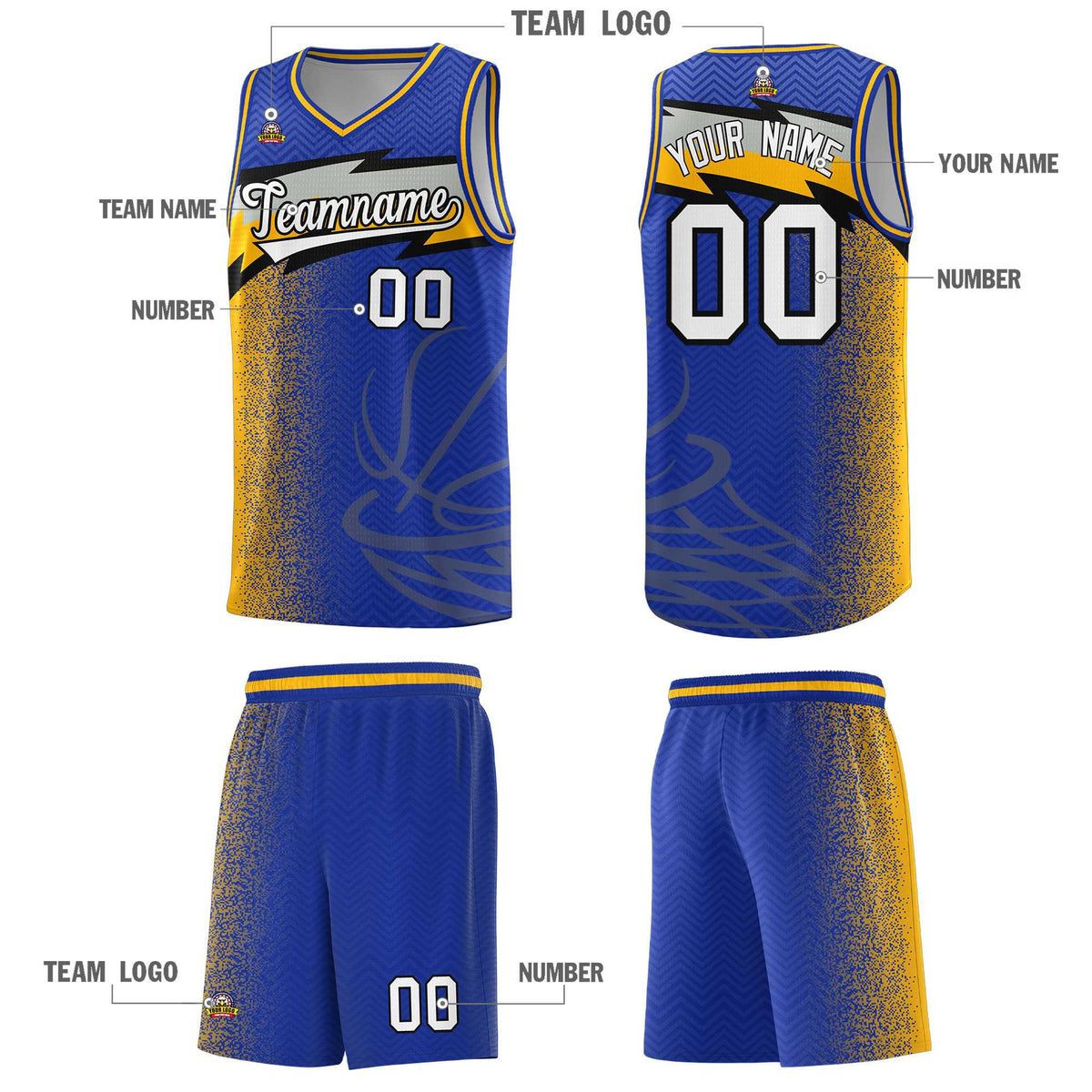 Custom Royal Dot Scatter Graffiti Pattern Sports Uniform Basketball Jersey