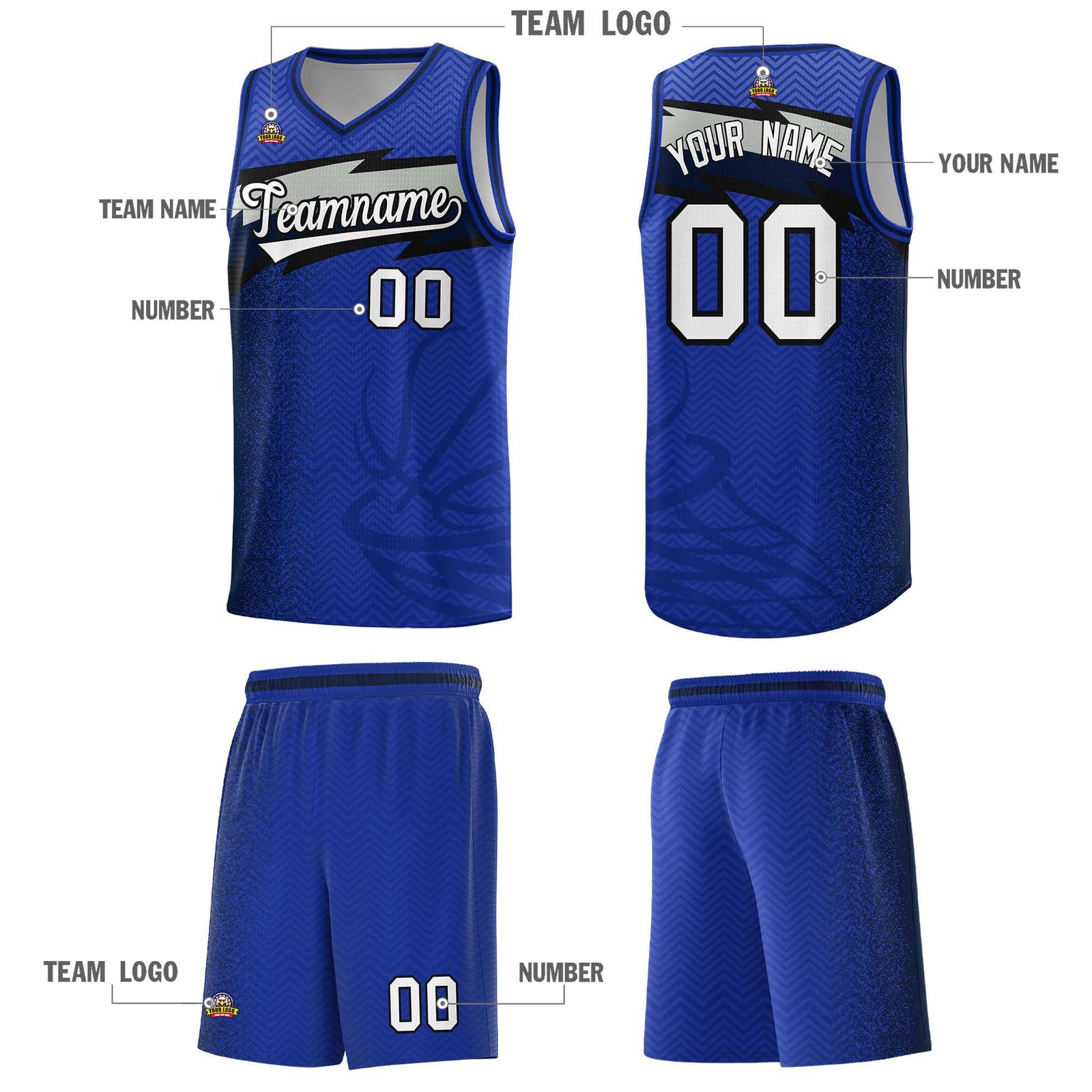 Custom Royal Dot Scatter Graffiti Pattern Sports Uniform Basketball Jersey