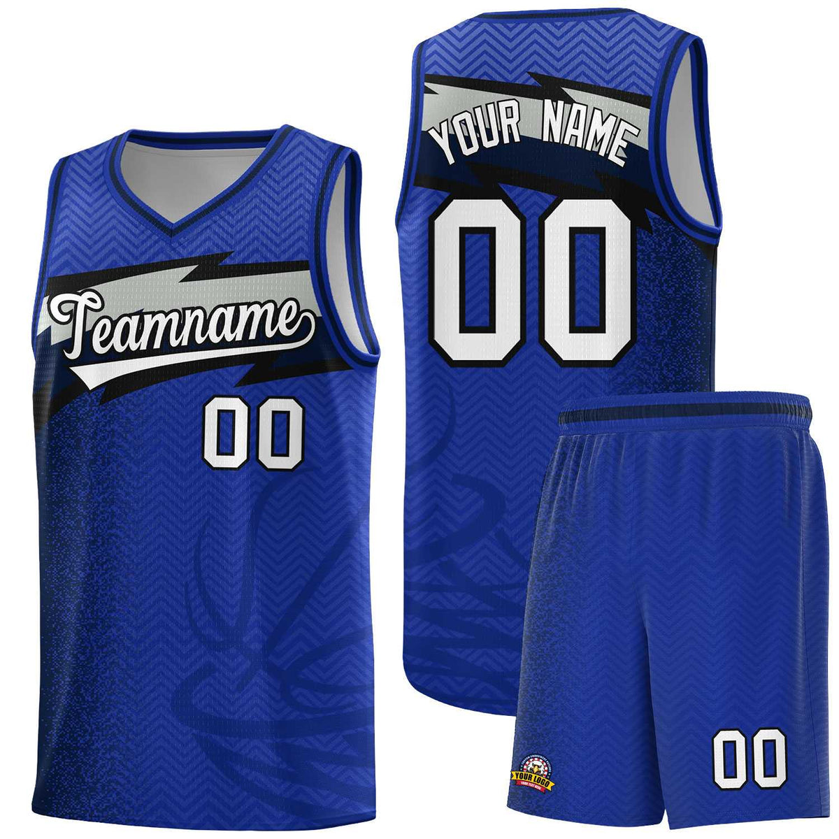 Custom Royal Dot Scatter Graffiti Pattern Sports Uniform Basketball Jersey