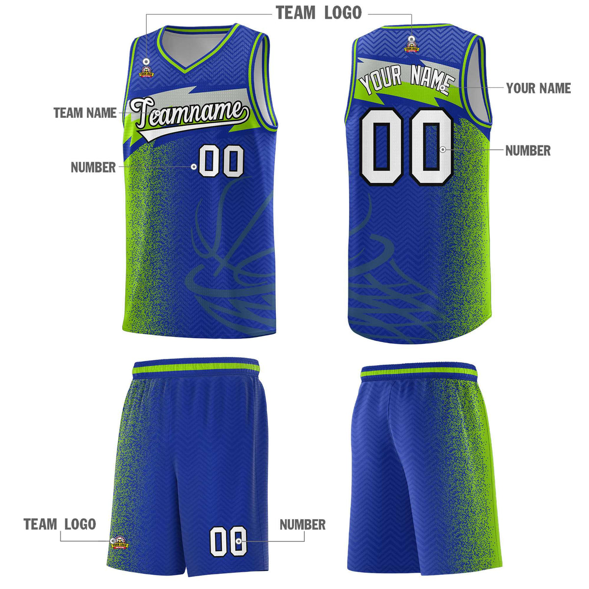 Custom Royal Dot Scatter Graffiti Pattern Sports Uniform Basketball Jersey