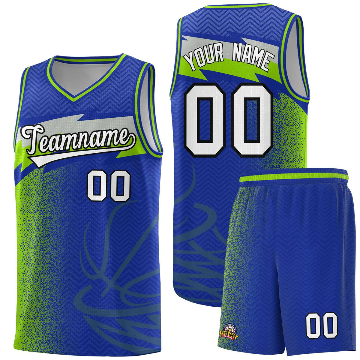 Custom Royal Dot Scatter Graffiti Pattern Sports Uniform Basketball Jersey