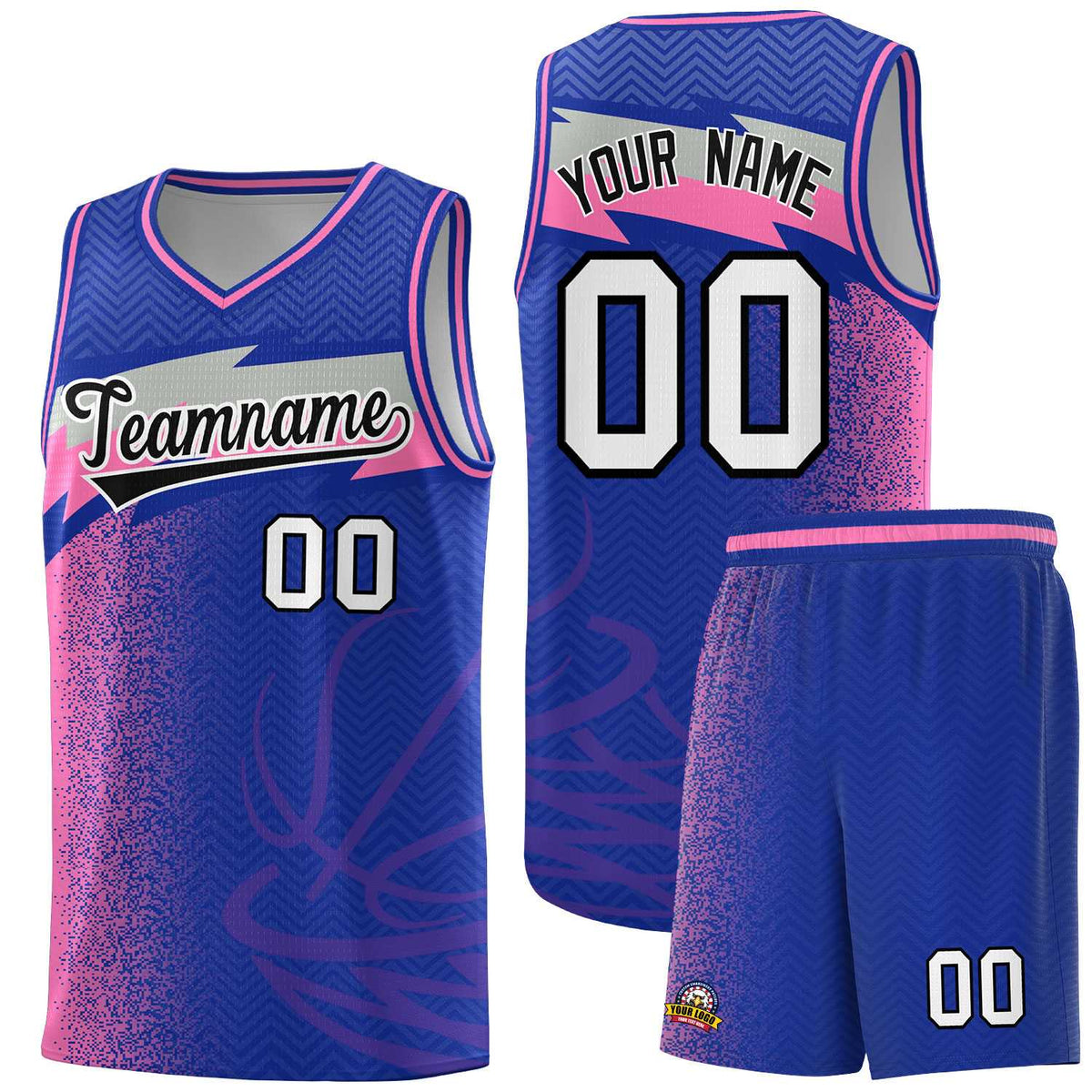 Custom Royal Dot Scatter Graffiti Pattern Sports Uniform Basketball Jersey