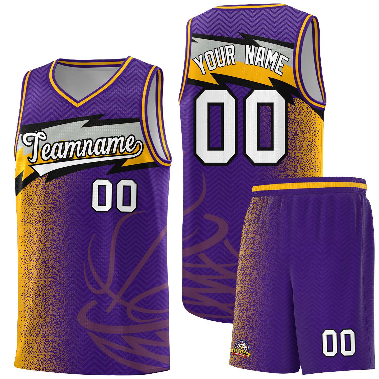 Custom Purple Dot Scatter Graffiti Pattern Sports Uniform Basketball Jersey