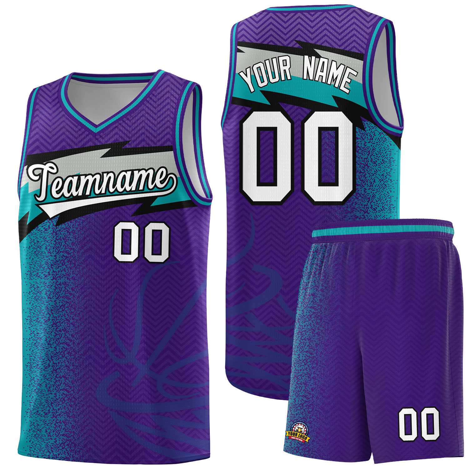 Custom Purple Dot Scatter Graffiti Pattern Sports Uniform Basketball Jersey