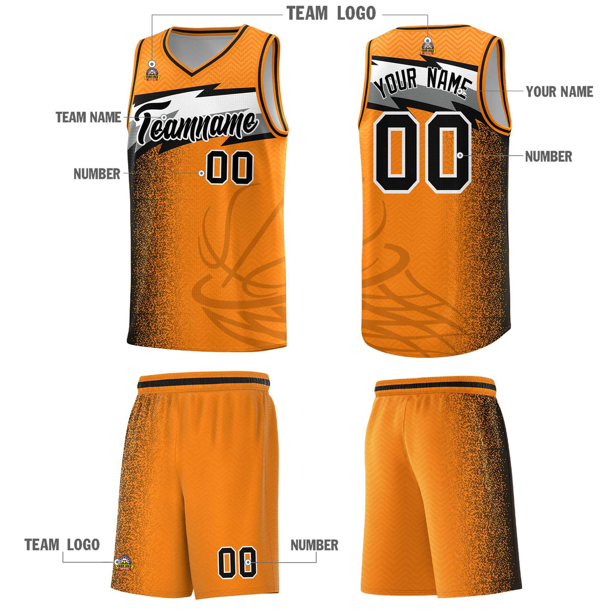 Custom Broncos Orange Dot Scatter Graffiti Pattern Sports Uniform Basketball Jersey