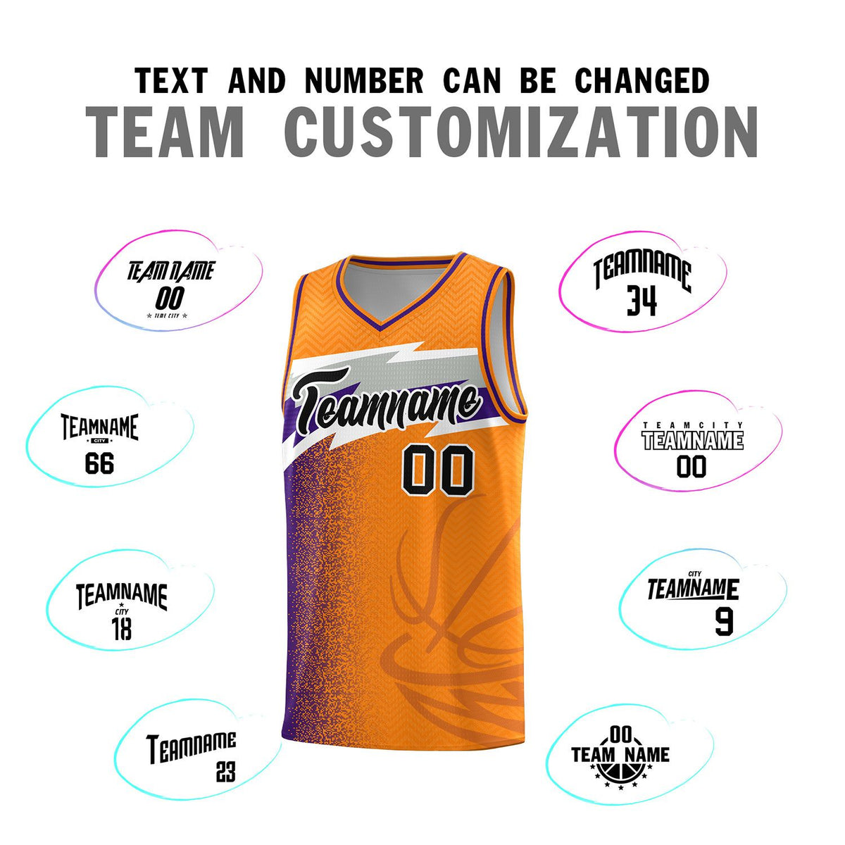Custom Broncos Orange Dot Scatter Graffiti Pattern Sports Uniform Basketball Jersey