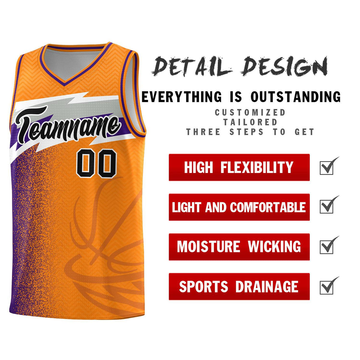 Custom Broncos Orange Dot Scatter Graffiti Pattern Sports Uniform Basketball Jersey
