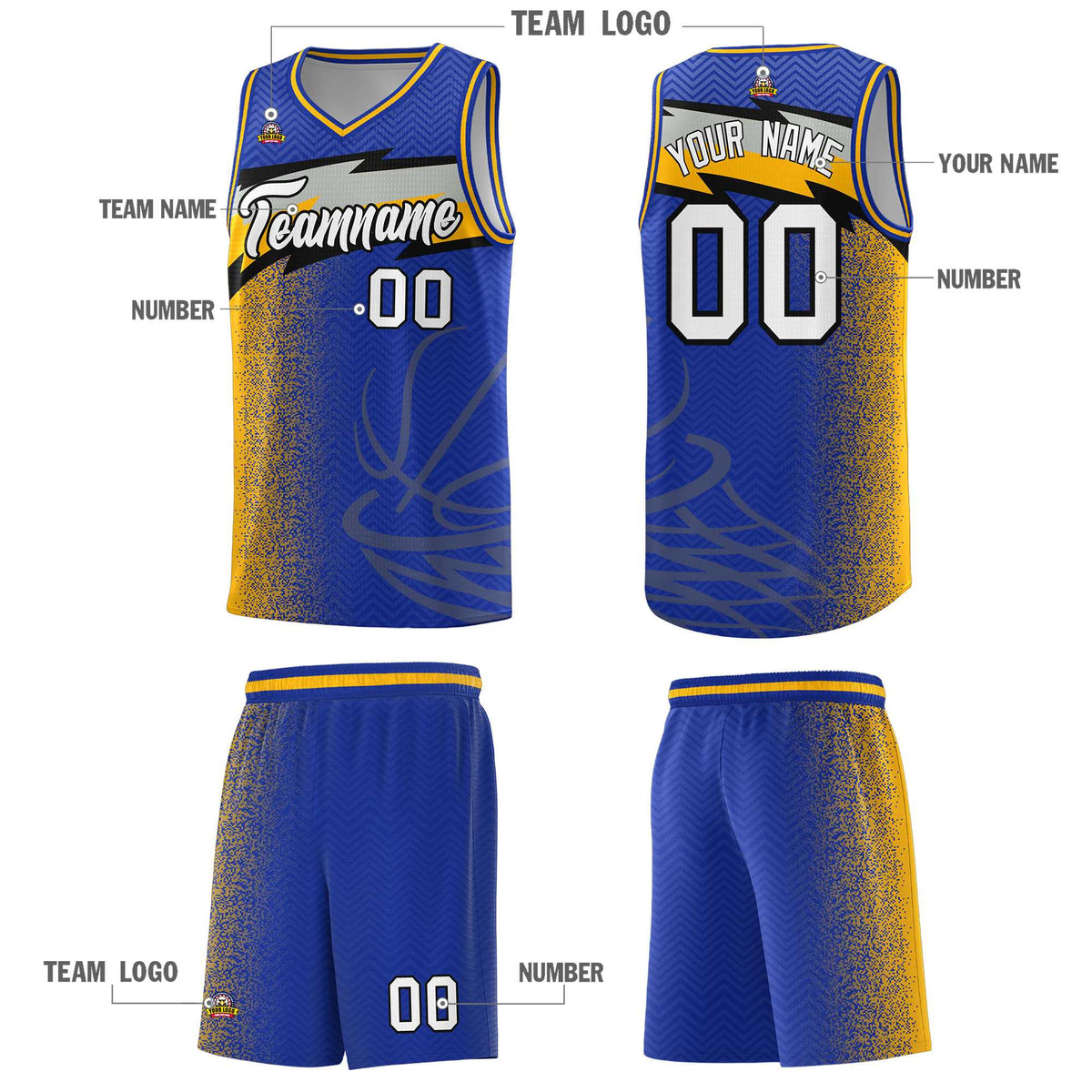 Custom Royal Dot Scatter Graffiti Pattern Sports Uniform Basketball Jersey