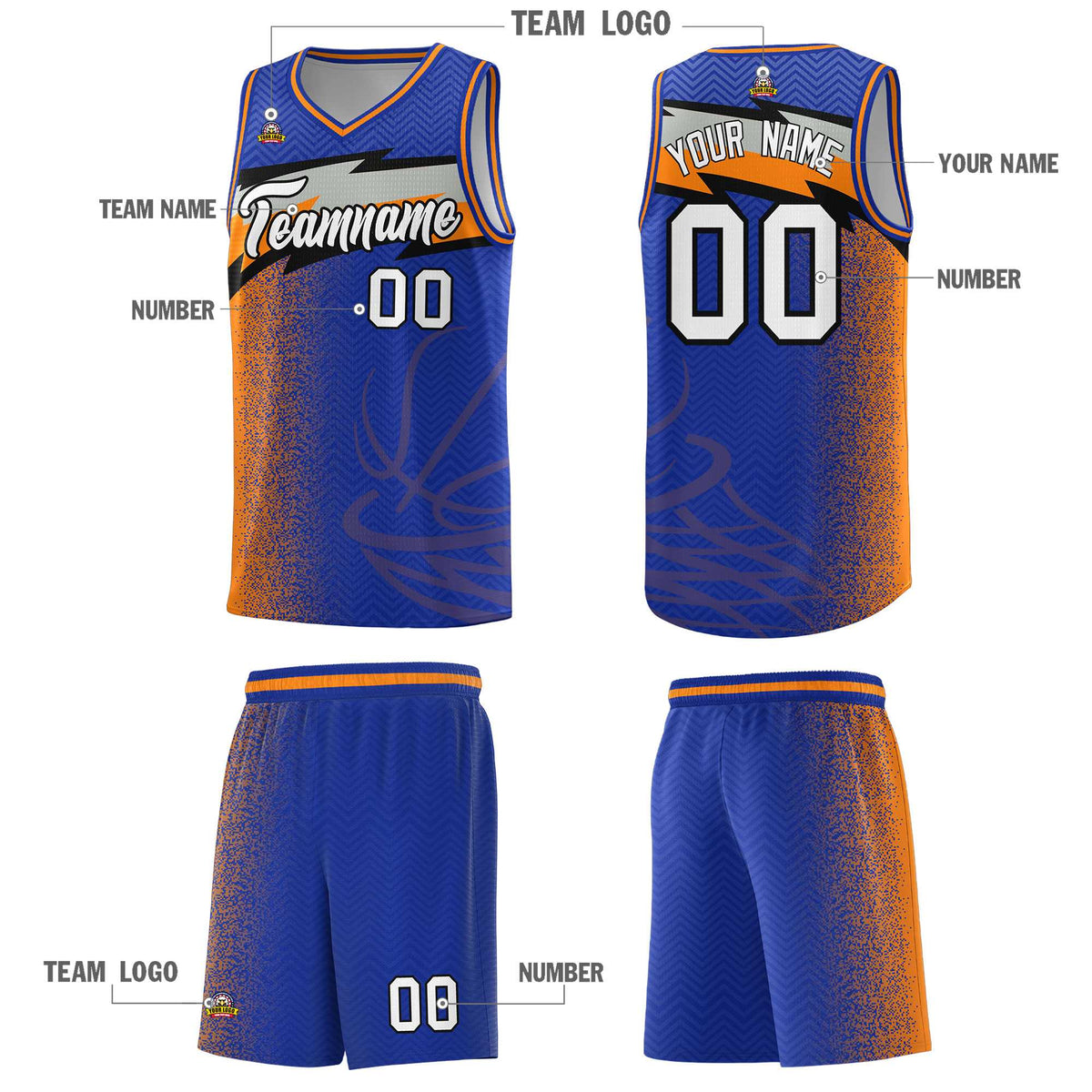 Custom Royal Dot Scatter Graffiti Pattern Sports Uniform Basketball Jersey