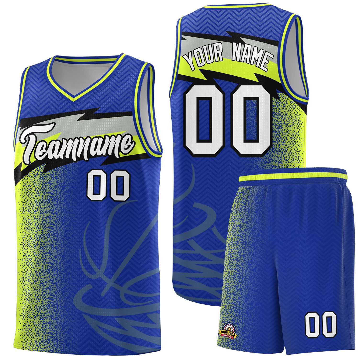 Custom Royal Dot Scatter Graffiti Pattern Sports Uniform Basketball Jersey