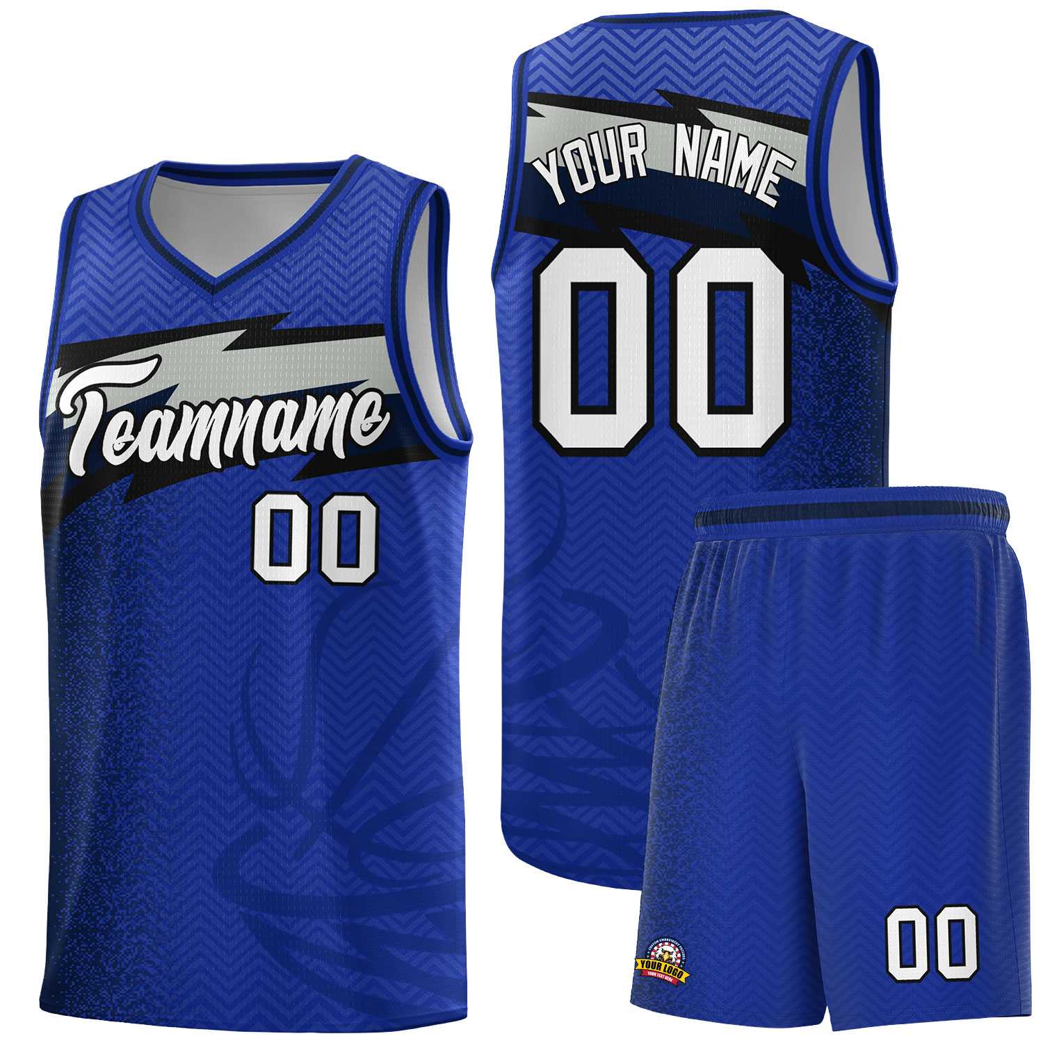 Custom Royal Dot Scatter Graffiti Pattern Sports Uniform Basketball Jersey