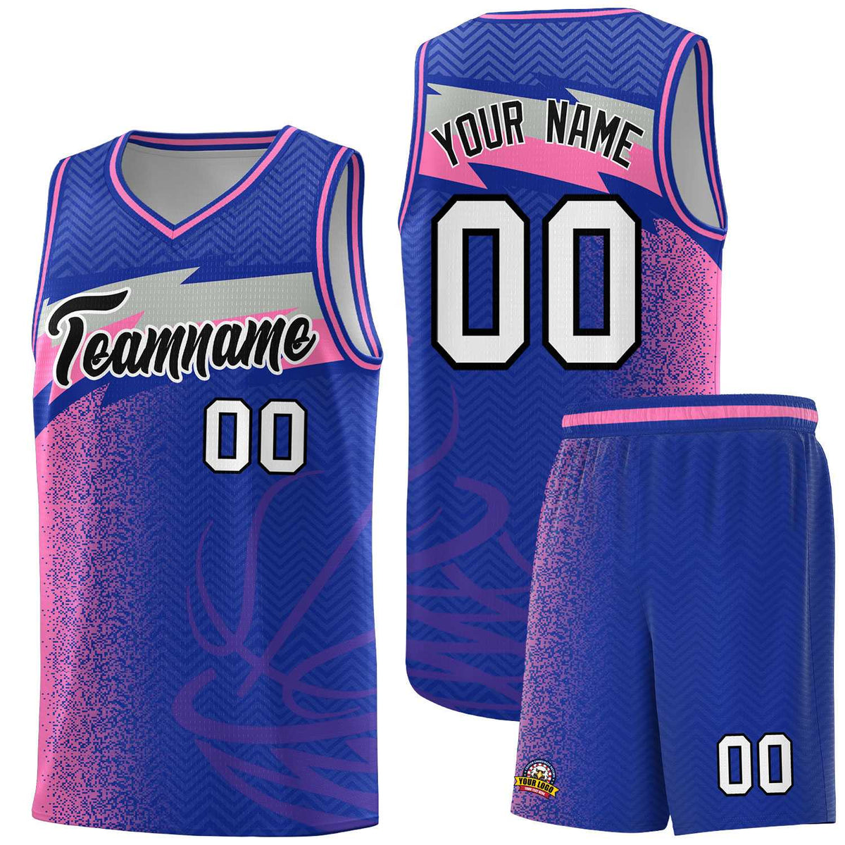 Custom Royal Dot Scatter Graffiti Pattern Sports Uniform Basketball Jersey
