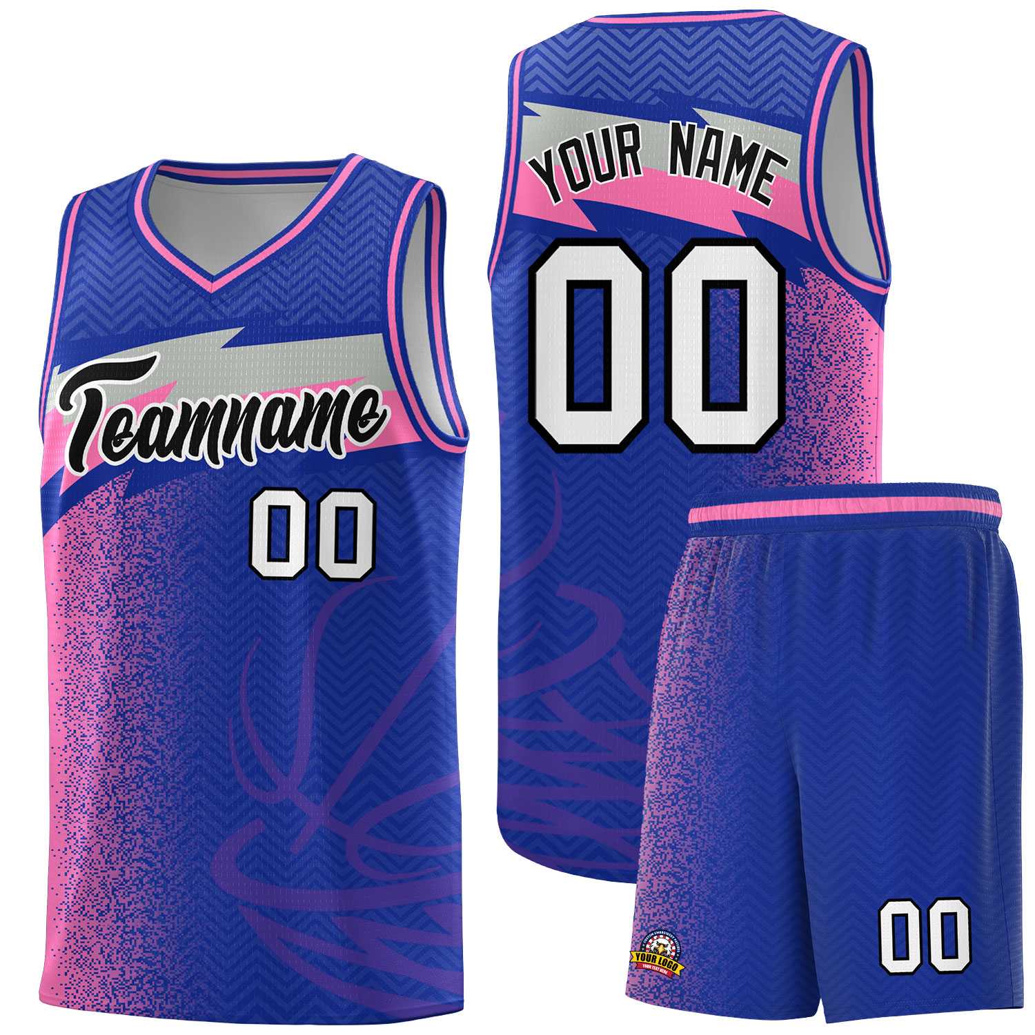 Custom Royal Dot Scatter Graffiti Pattern Sports Uniform Basketball Jersey