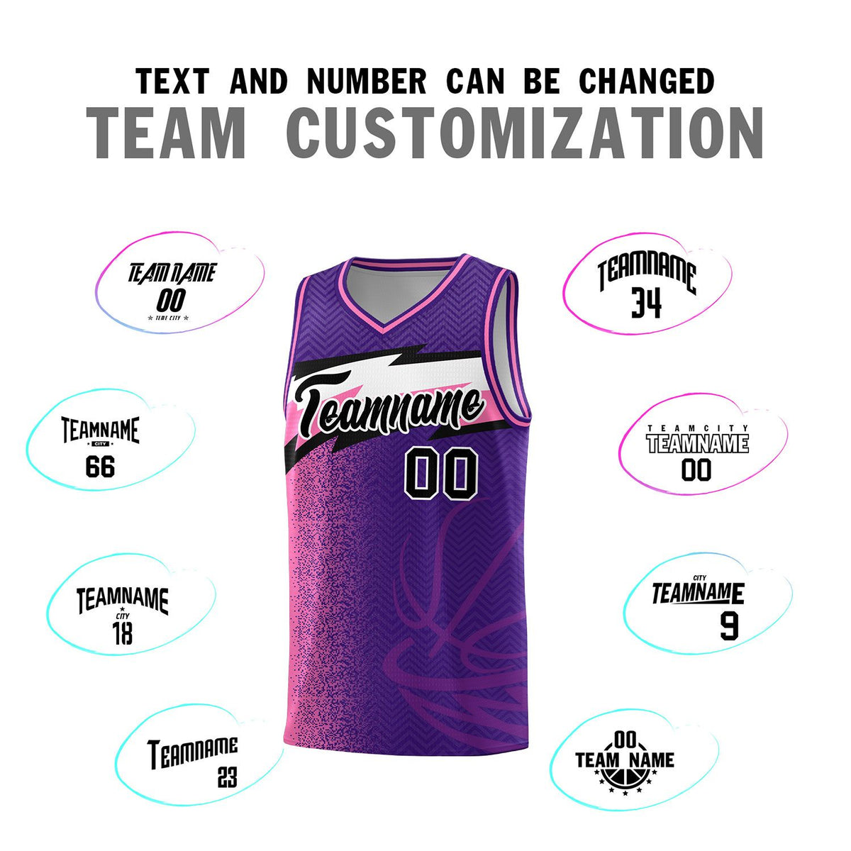 Custom Purple Dot Scatter Graffiti Pattern Sports Uniform Basketball Jersey