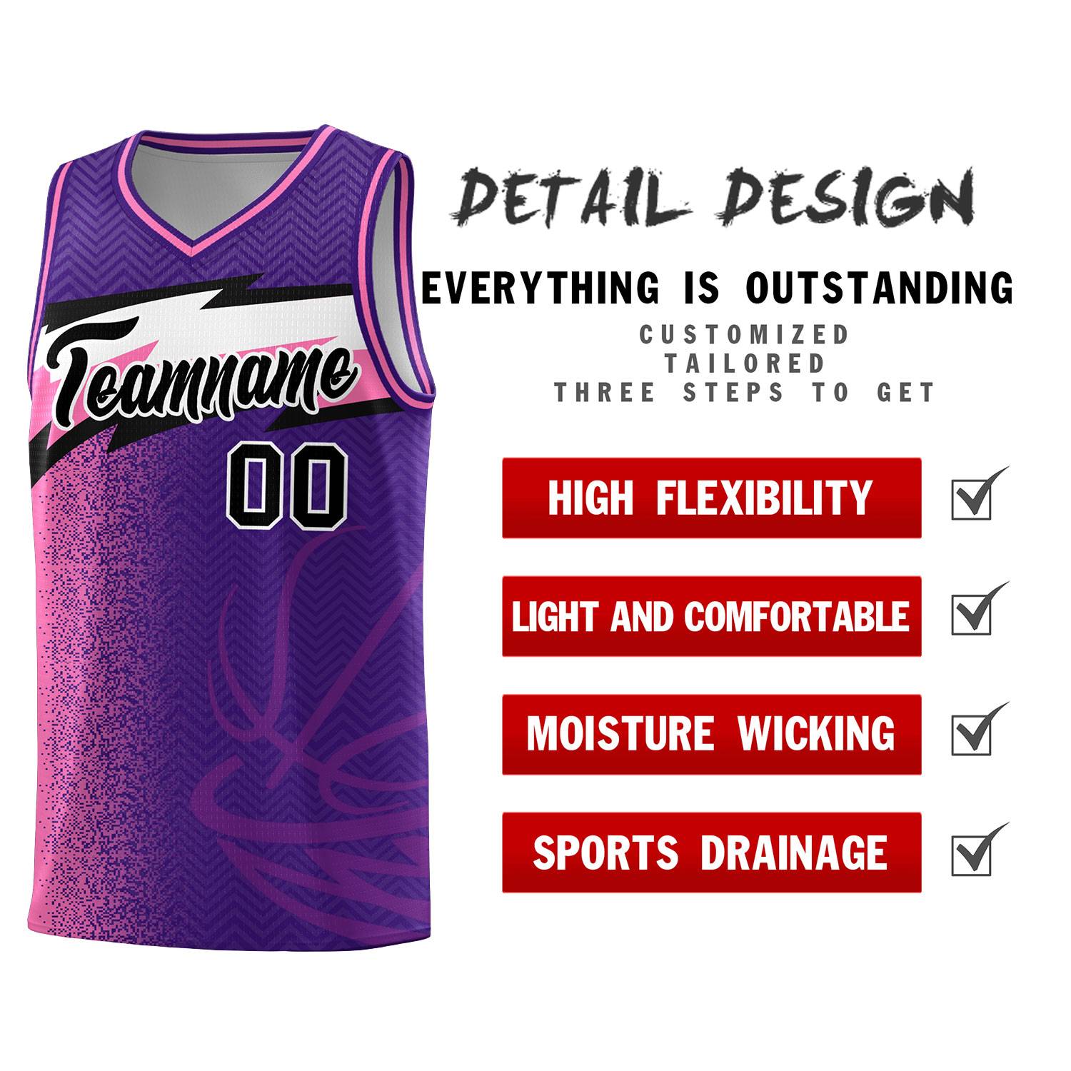 Custom Purple Dot Scatter Graffiti Pattern Sports Uniform Basketball Jersey