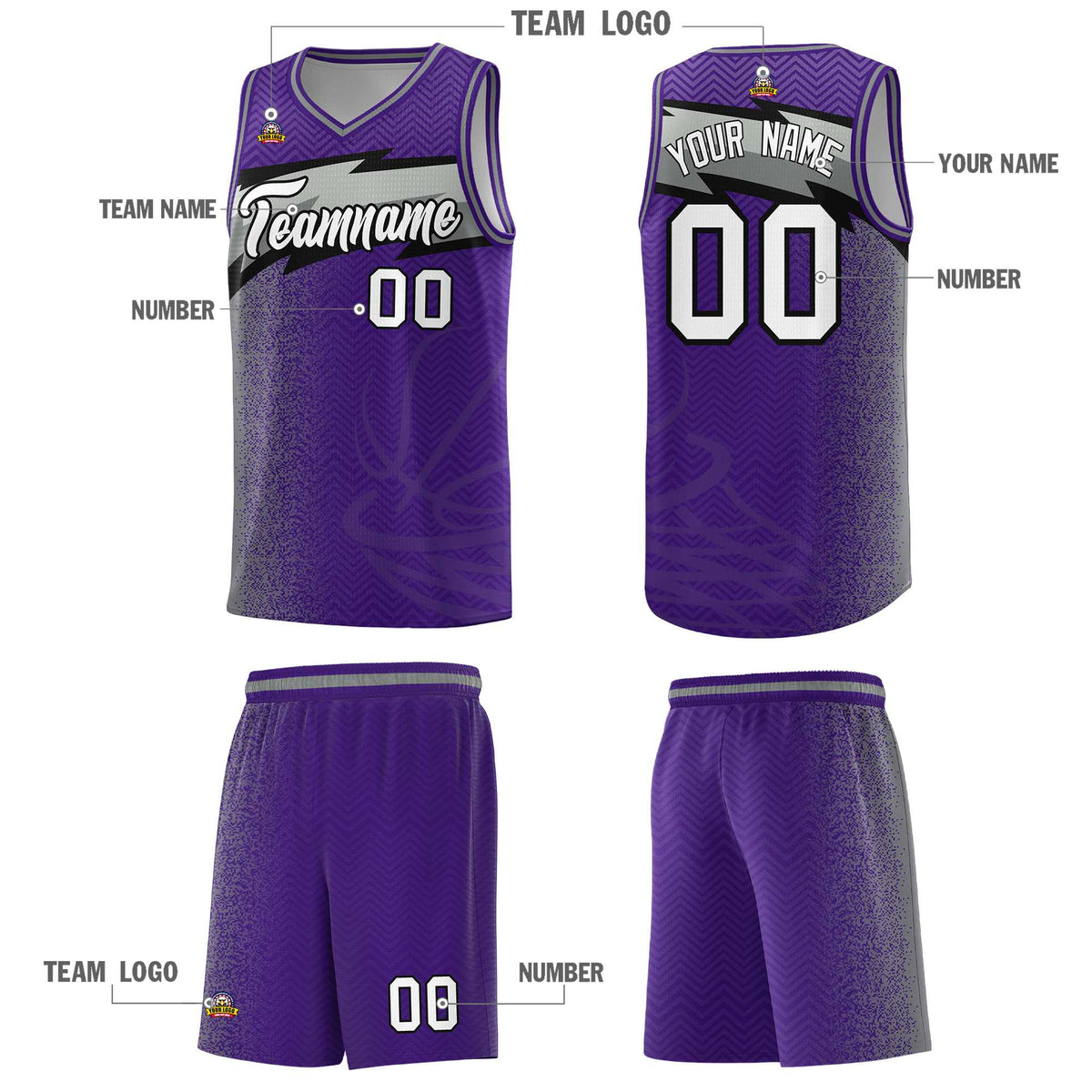 Custom Purple Dot Scatter Graffiti Pattern Sports Uniform Basketball Jersey