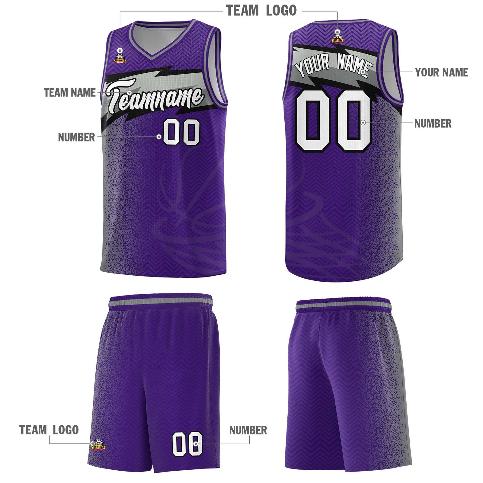 Custom Purple Dot Scatter Graffiti Pattern Sports Uniform Basketball Jersey