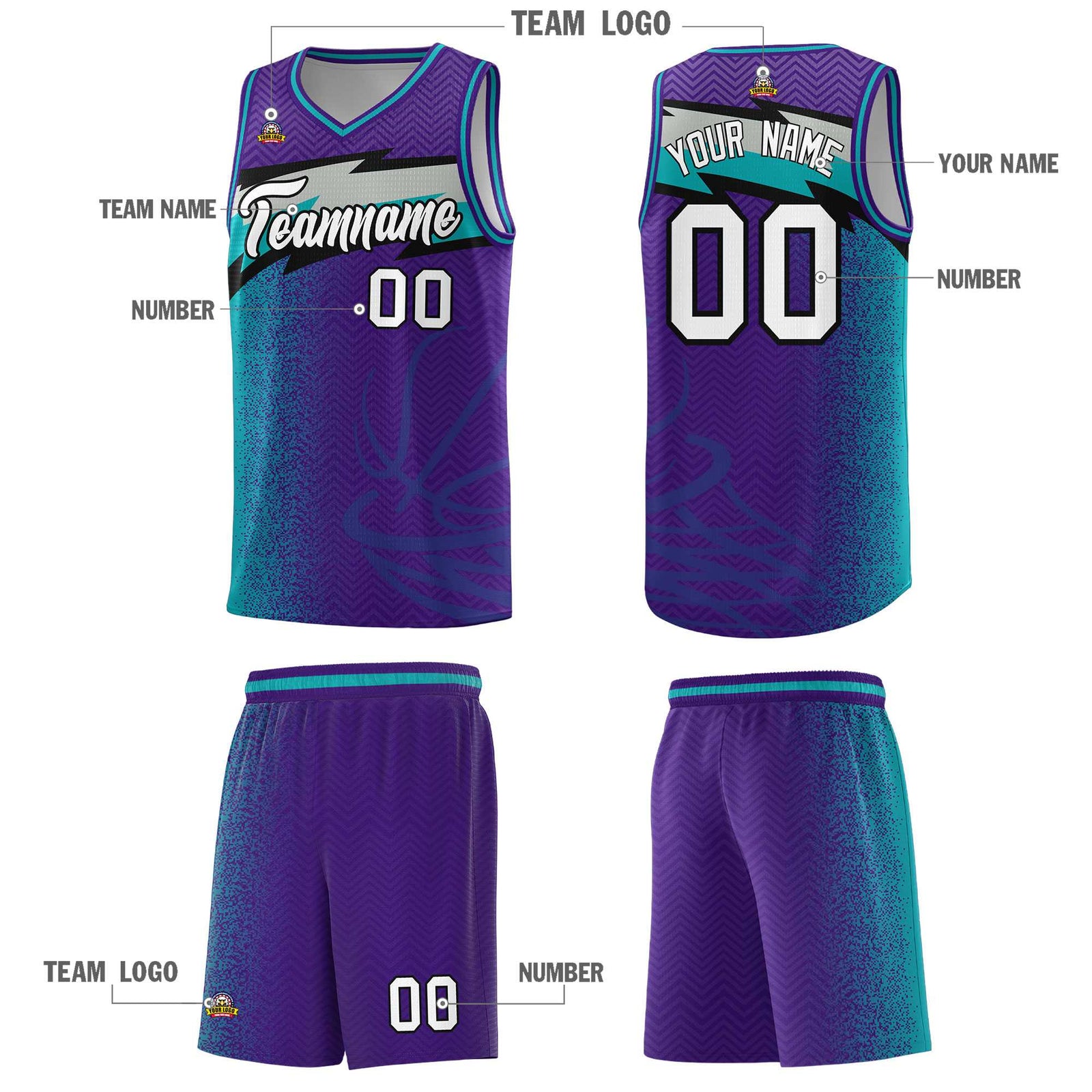 Custom Purple Dot Scatter Graffiti Pattern Sports Uniform Basketball Jersey