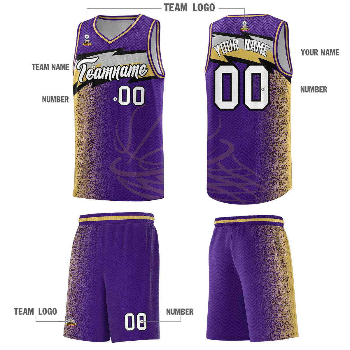 Custom Purple Dot Scatter Graffiti Pattern Sports Uniform Basketball Jersey