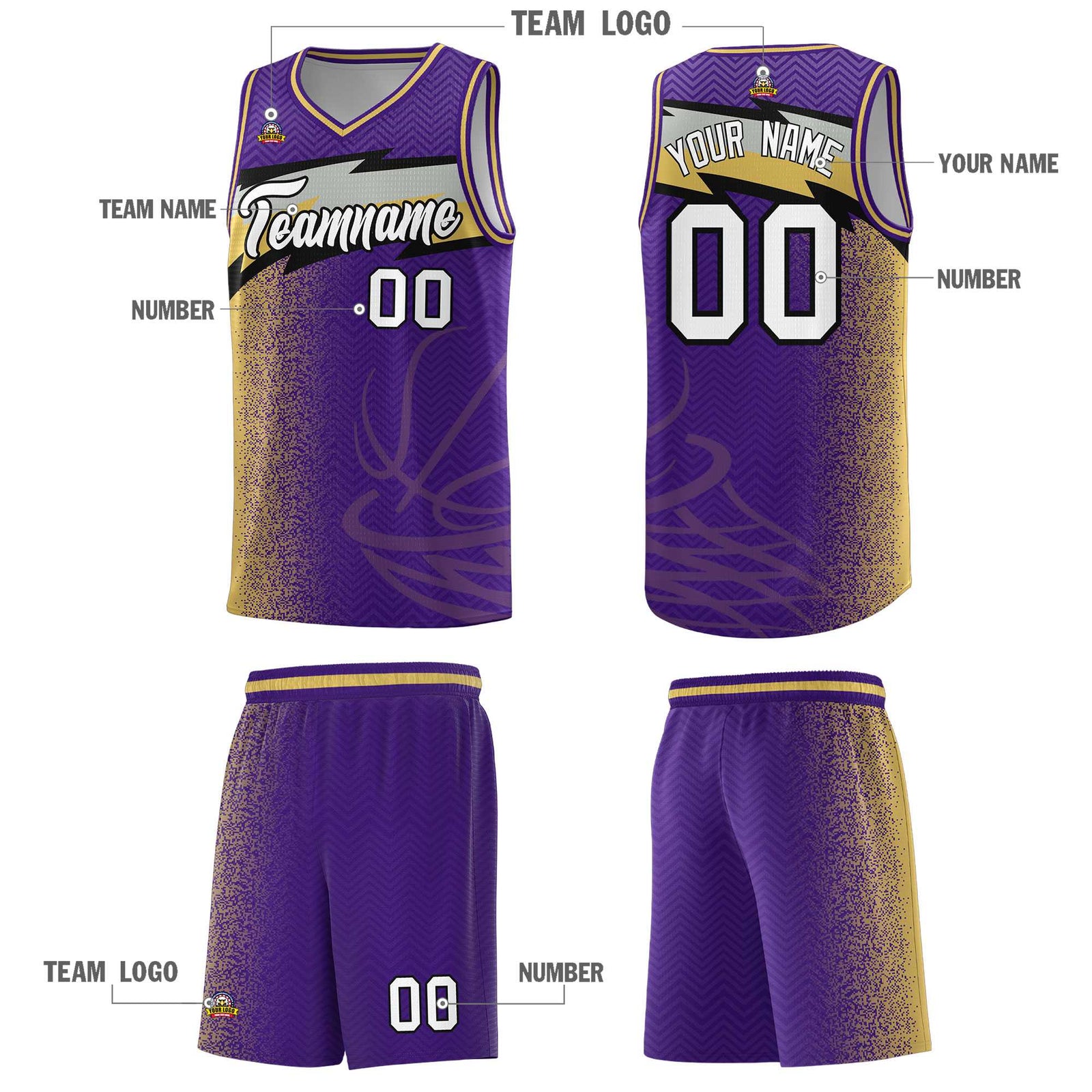 Custom Purple Dot Scatter Graffiti Pattern Sports Uniform Basketball Jersey