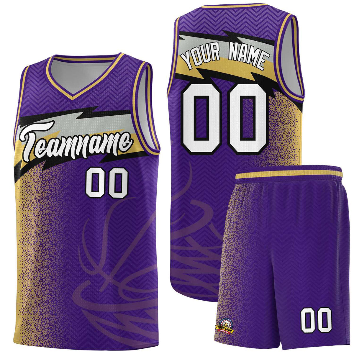 Custom Purple Dot Scatter Graffiti Pattern Sports Uniform Basketball Jersey