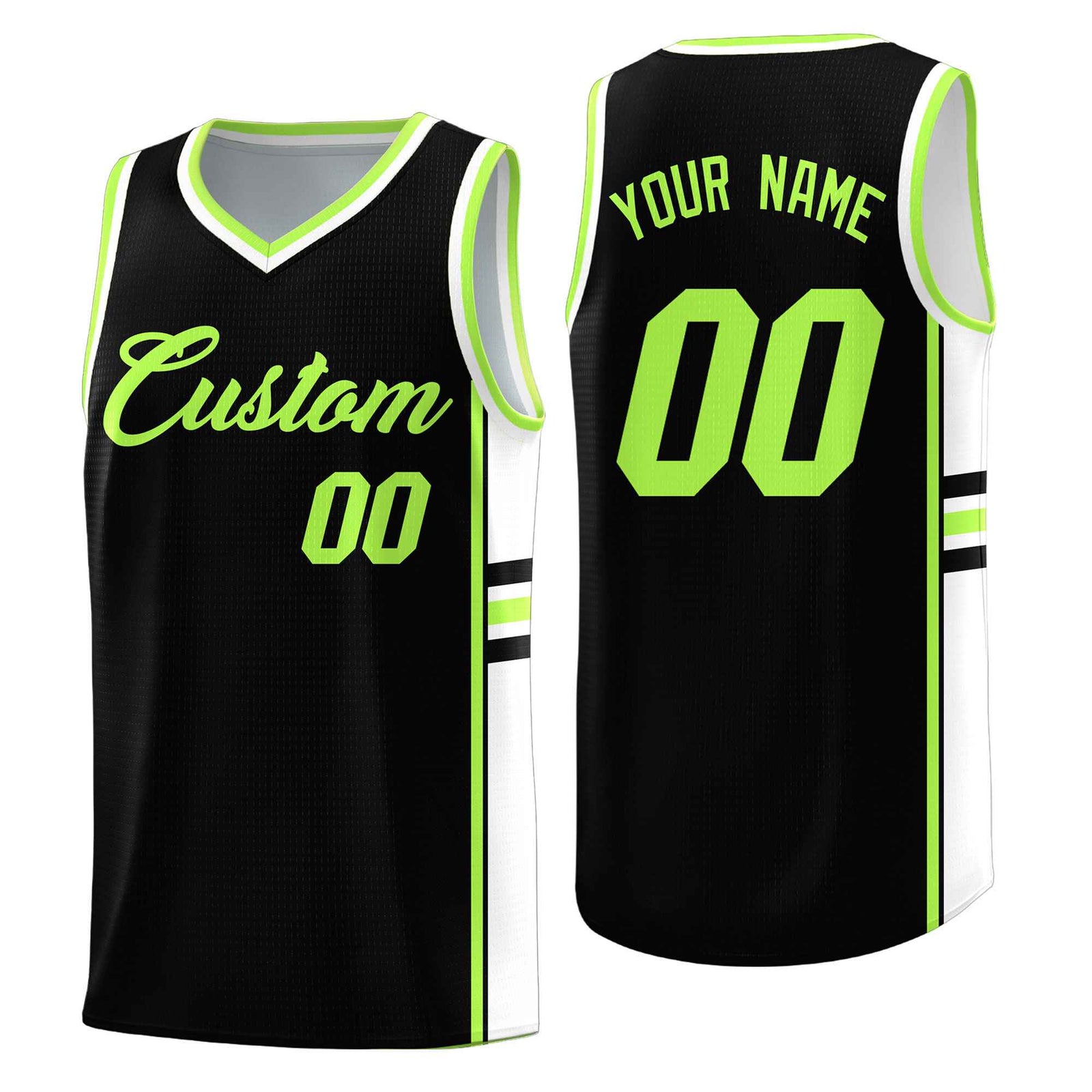 Custom Youth Basketball Jersey - Black White Two-Tone Classic Varsity Uniform