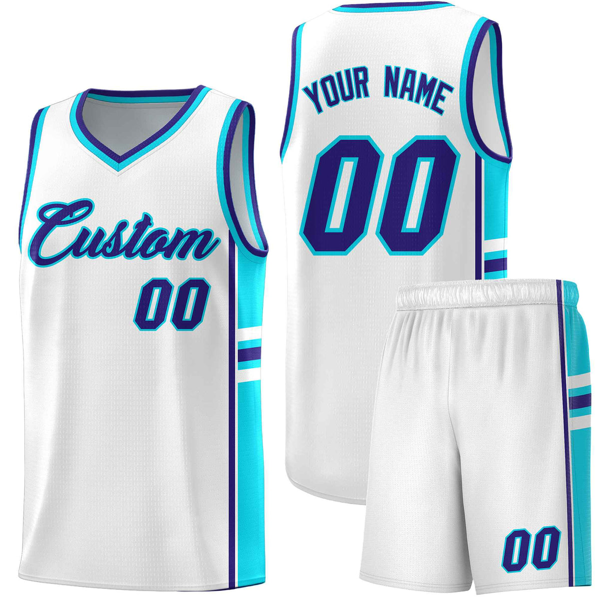 Custom Youth Basketball Jersey - White Royal Personalized Varsity Two-Tone Uniform