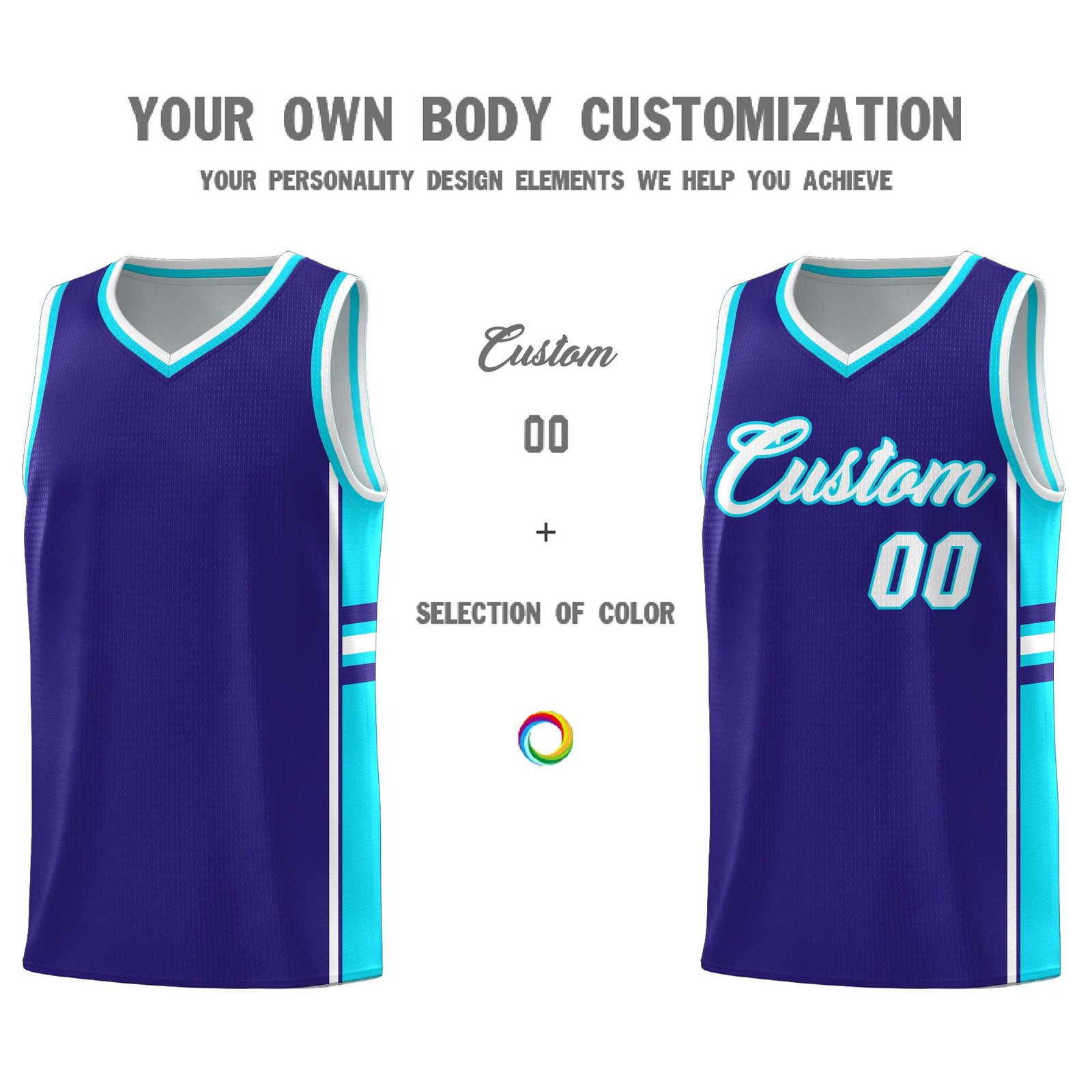 Custom Youth Basketball Jersey - Royal Sky Blue Two-Tone Varsity Jersey Set