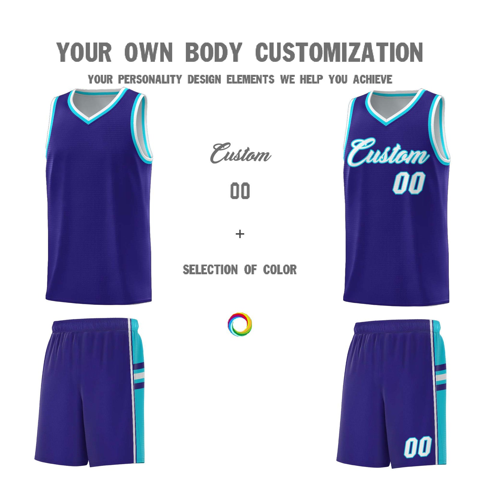 Custom Youth Basketball Jersey - Royal Sky Blue Two-Tone Varsity Jersey Set