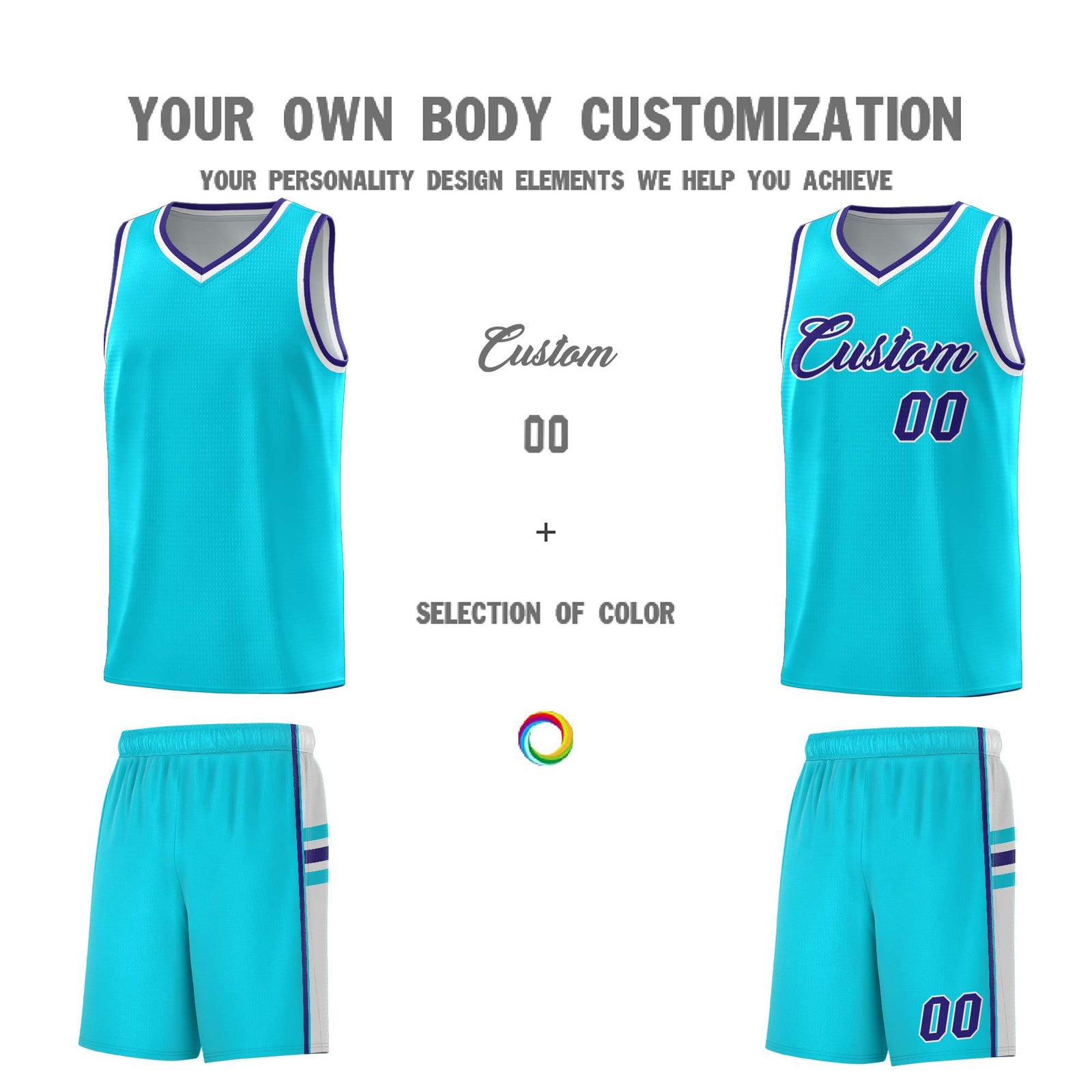 Custom Youth Basketball Jersey - Sky Blue White Two-Tone Classic Varsity Uniform