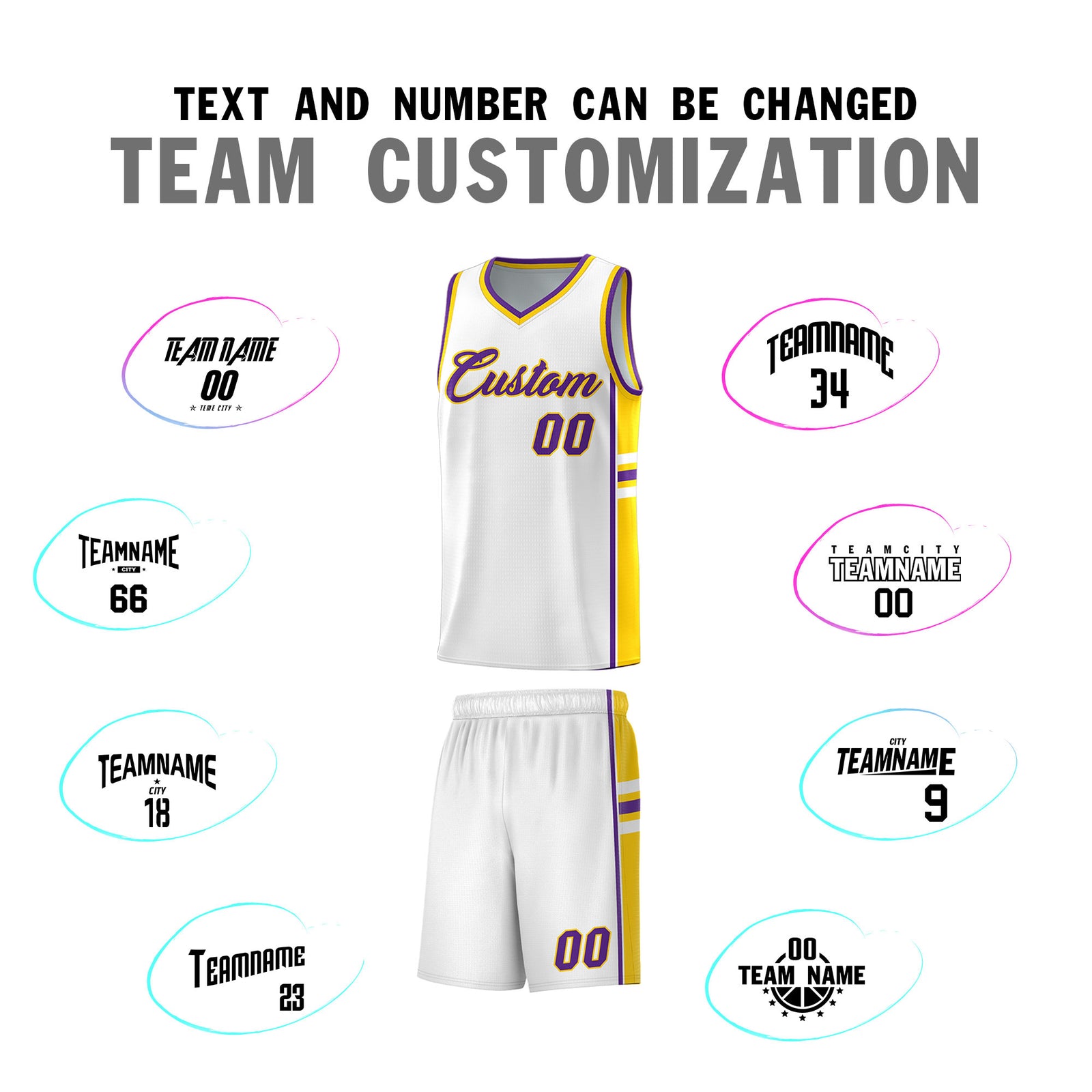 Custom Youth Basketball Jersey - White Gold Personalized Varsity Two-Tone Uniform