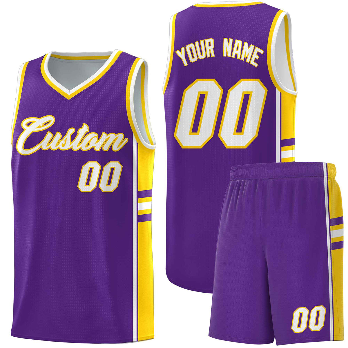 Custom Youth Basketball Jersey - Purple Gold Two-Tone Varsity Jersey Set