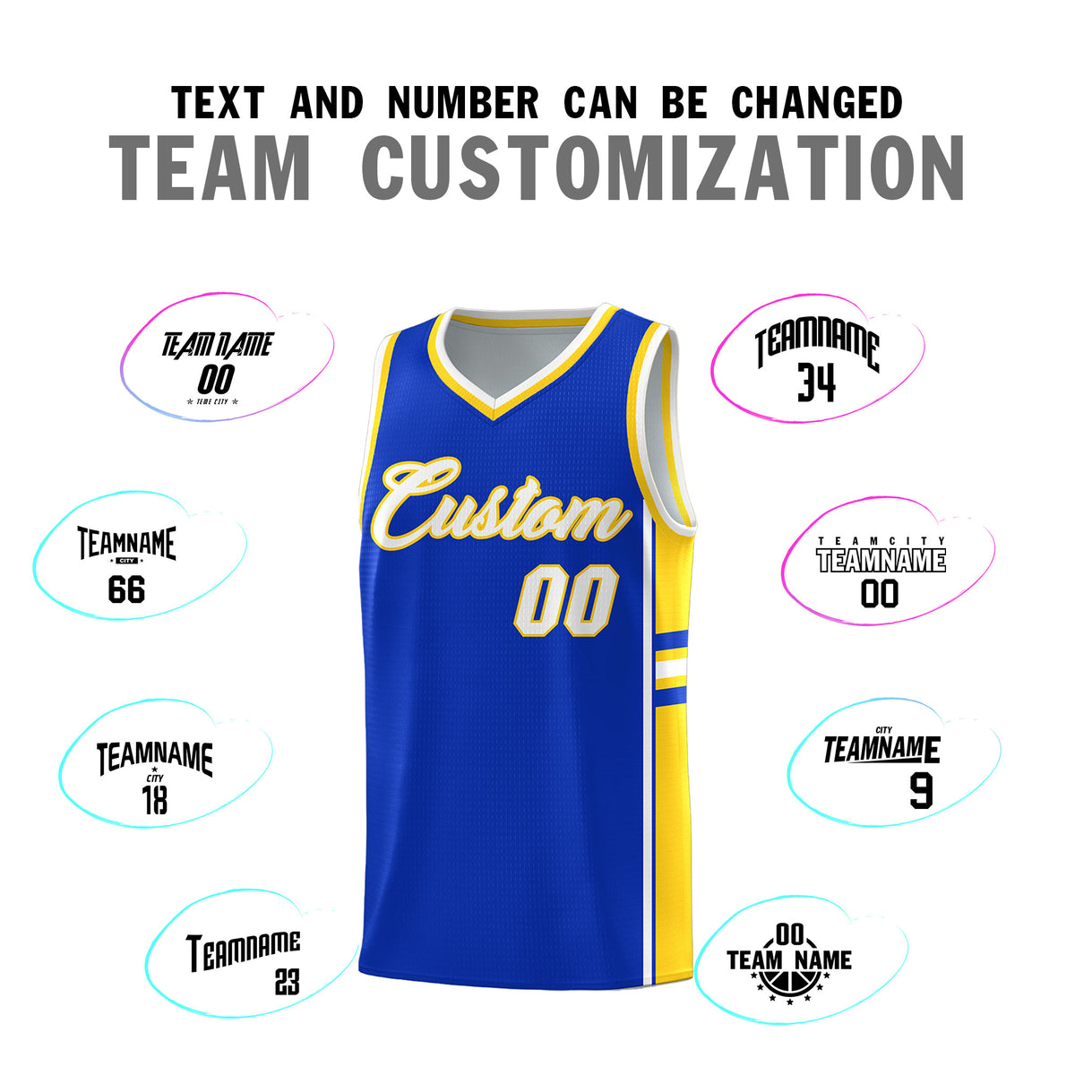 Custom Youth Basketball Jersey - Royal Gold Two-Tone Varsity Jersey Set