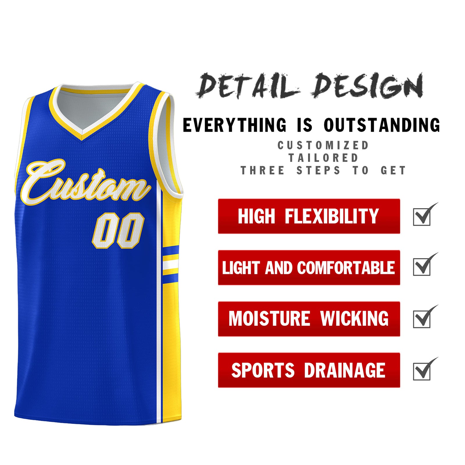 Custom Youth Basketball Jersey - Royal Gold Two-Tone Varsity Jersey Set