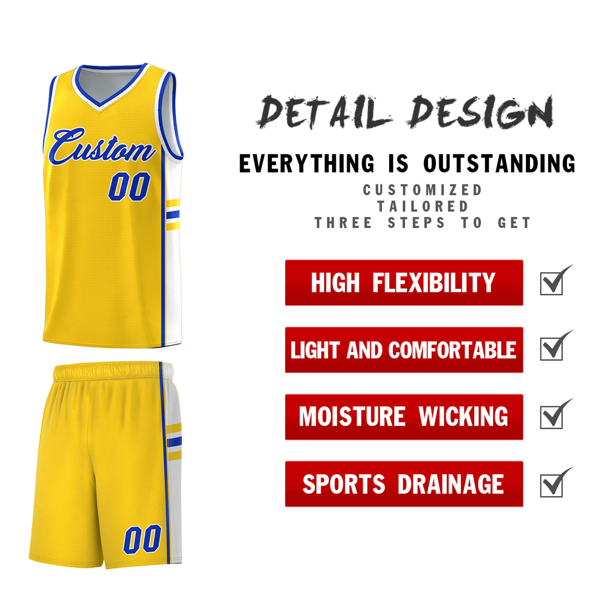 Custom Youth Basketball Jersey - Gold White Two-Tone Classic Varsity Uniform