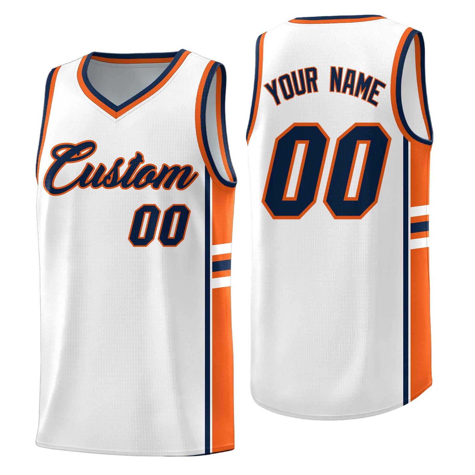 Custom Youth Basketball Jersey - White Orange Personalized Varsity Two-Tone Uniform