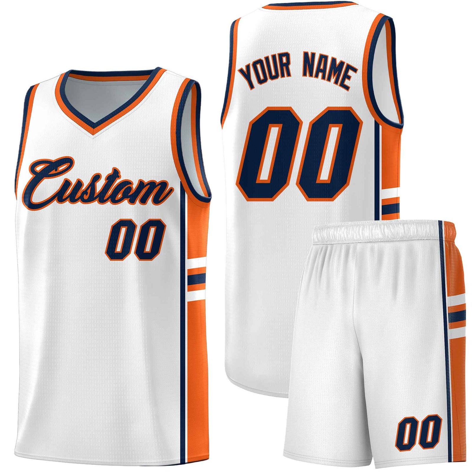 Custom Youth Basketball Jersey - White Orange Personalized Varsity Two-Tone Uniform