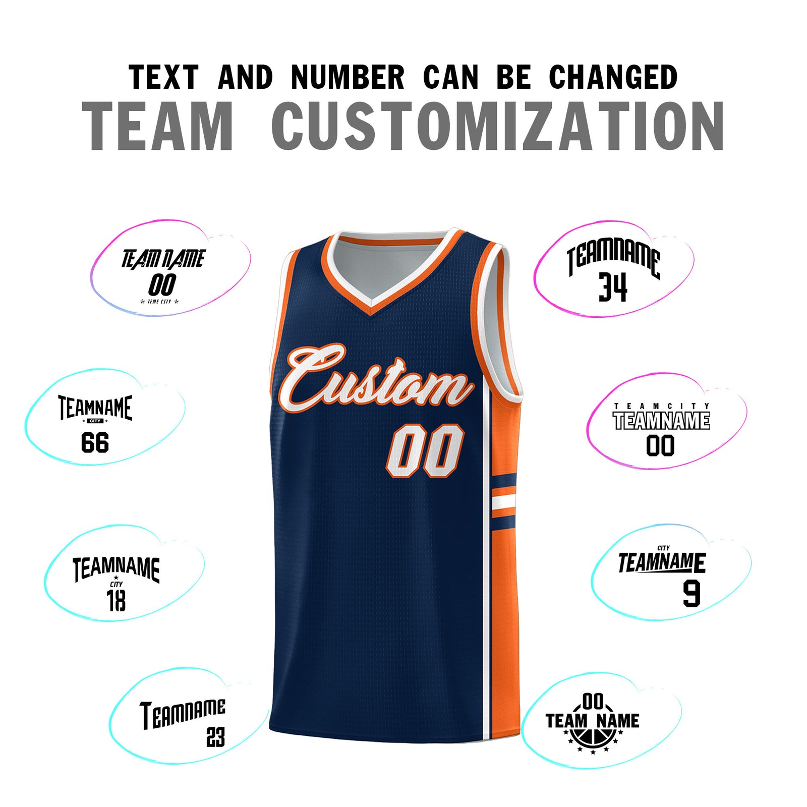 Custom Youth Basketball Jersey - Navy Orange Two-Tone Varsity Jersey Set