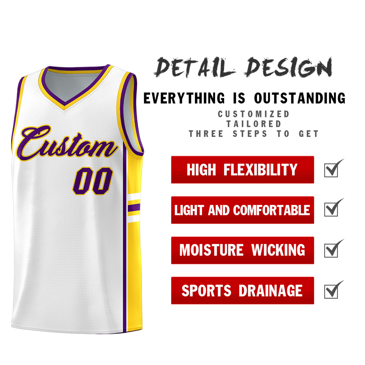 Custom Youth Basketball Jersey - White Gold Personalized Varsity Two-Tone Uniform