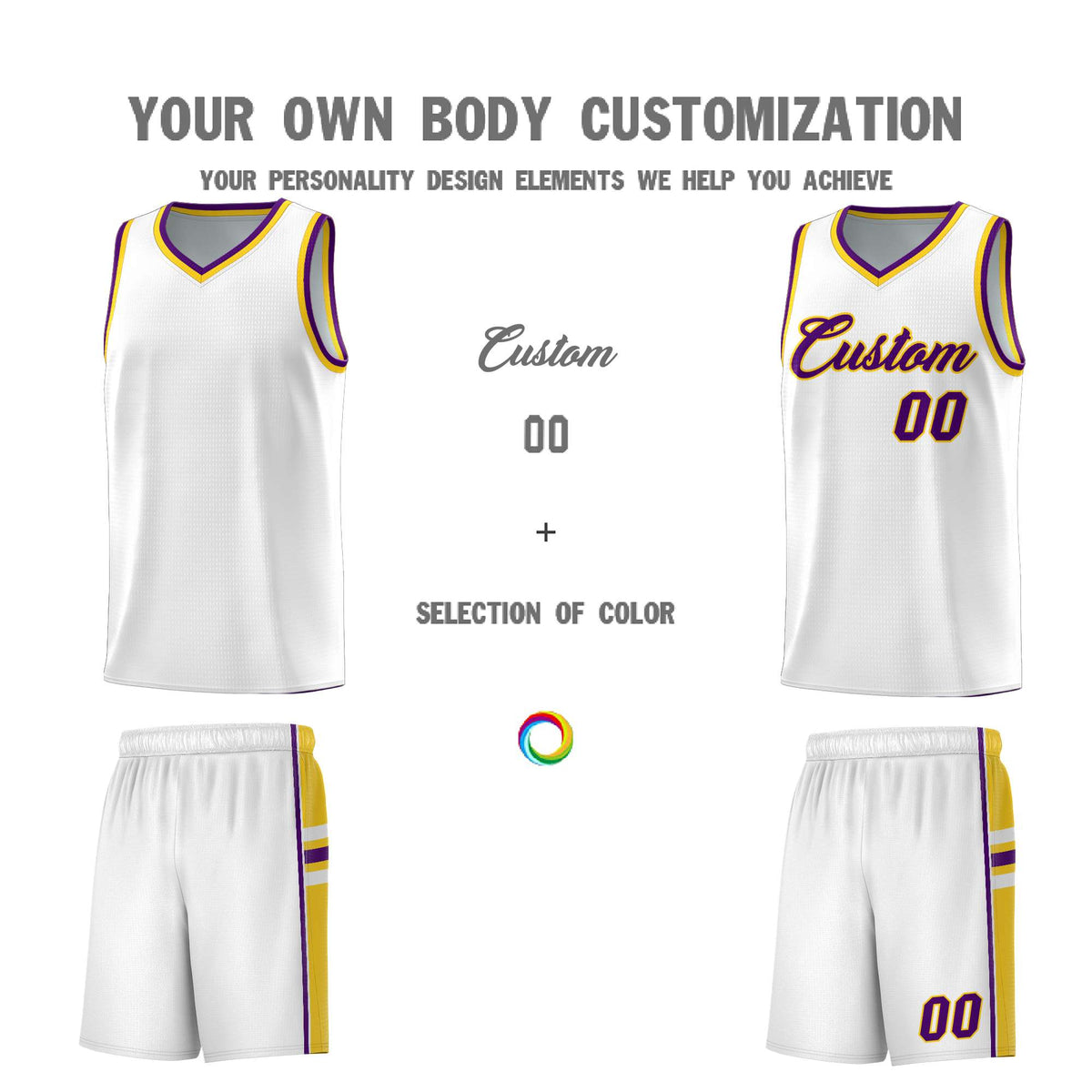 Custom Youth Basketball Jersey - White Gold Personalized Varsity Two-Tone Uniform