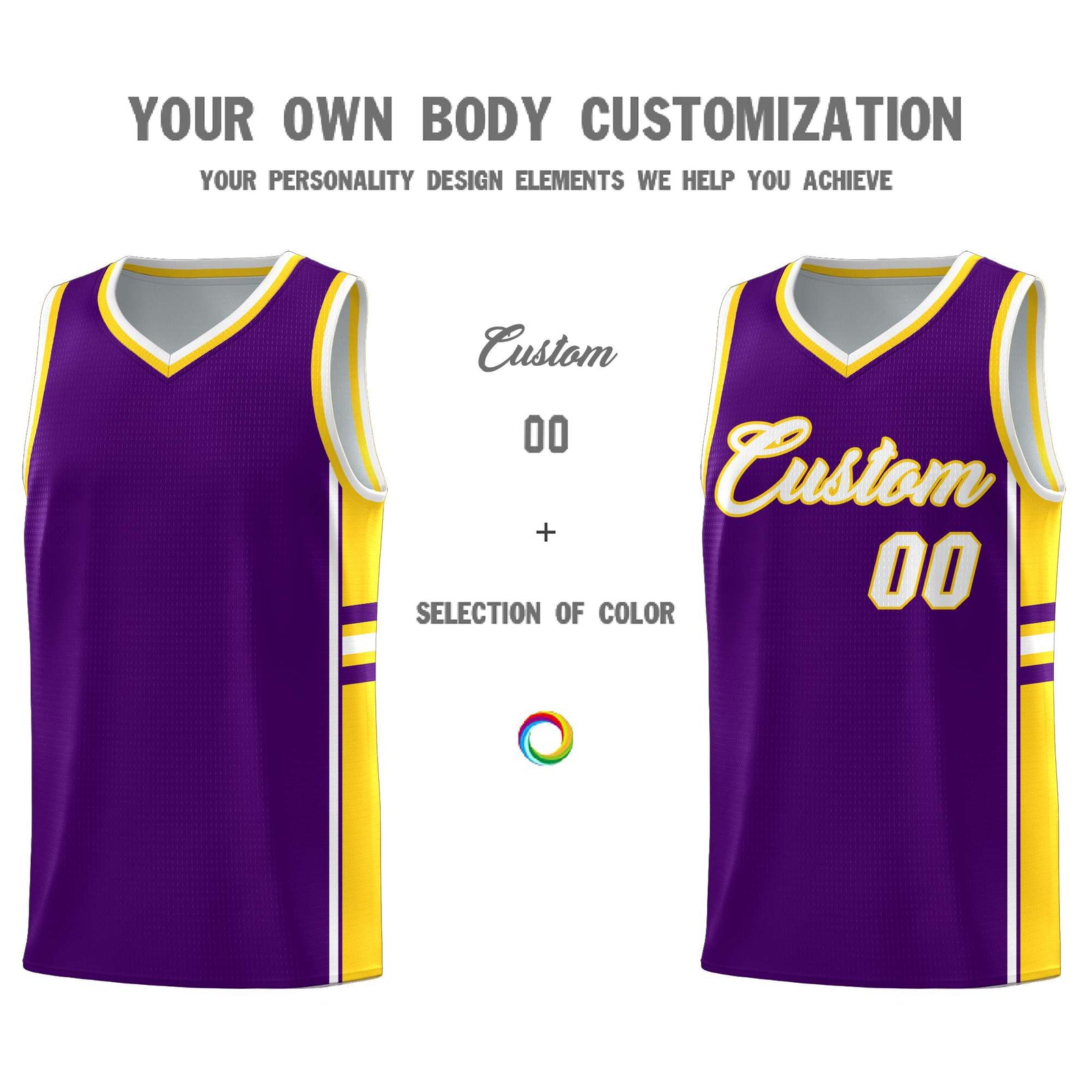Custom Youth Basketball Jersey - Purple Gold Two-Tone Varsity Jersey Set