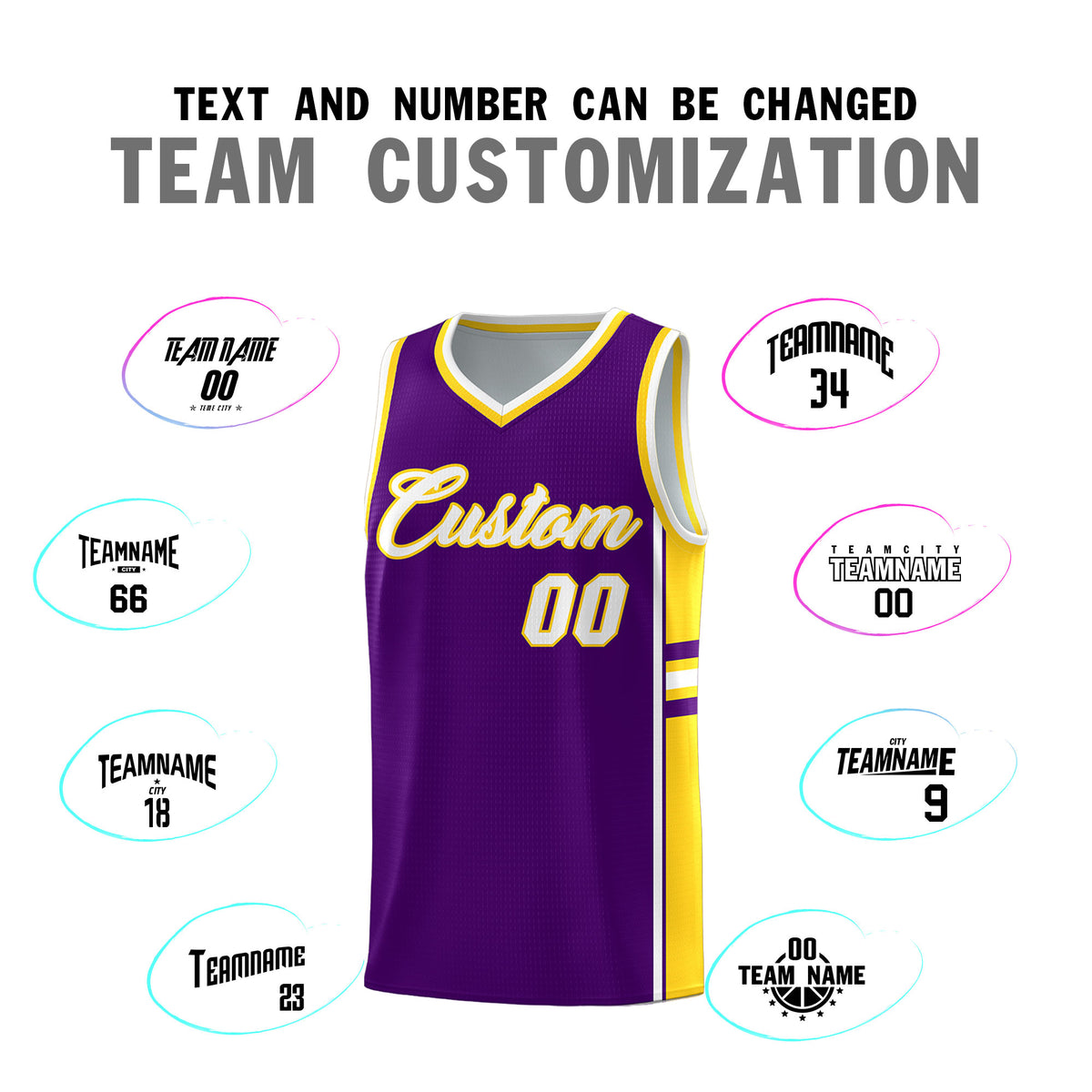Custom Youth Basketball Jersey - Purple Gold Two-Tone Varsity Jersey Set