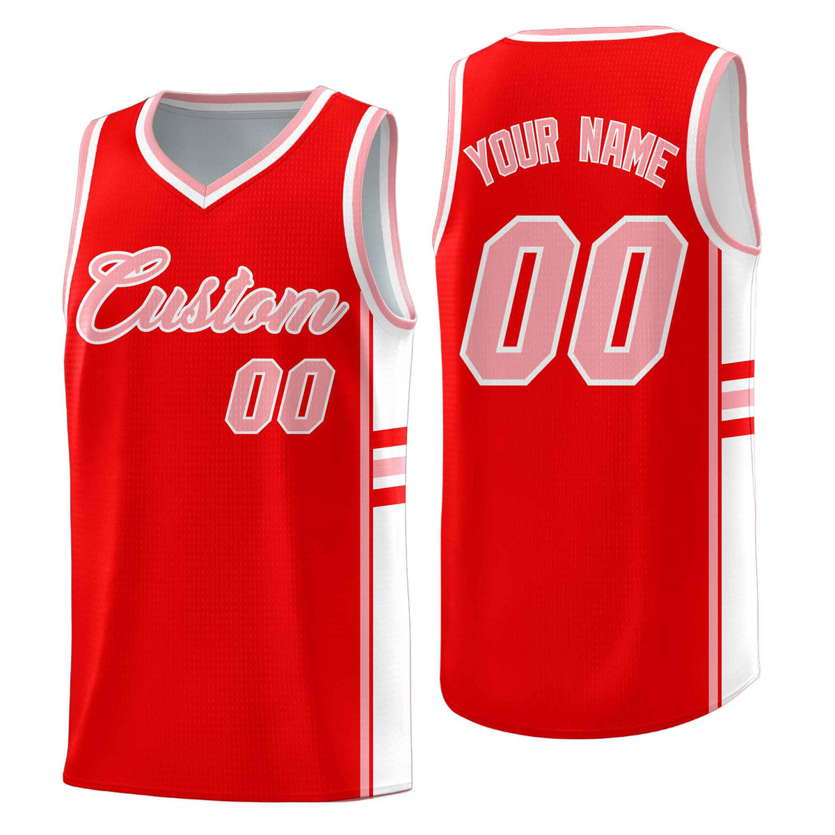 Custom Youth Basketball Jersey - Light Red White Two-Tone Classic Varsity Uniform