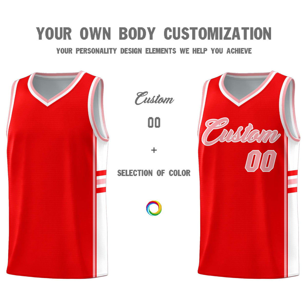 Custom Youth Basketball Jersey - Light Red White Two-Tone Classic Varsity Uniform